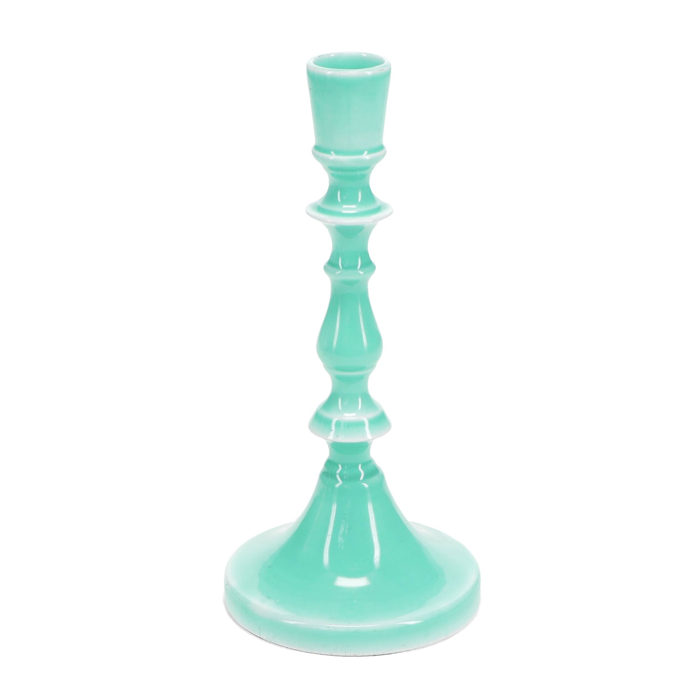 Enamel candlestick (19cm) - Aqua