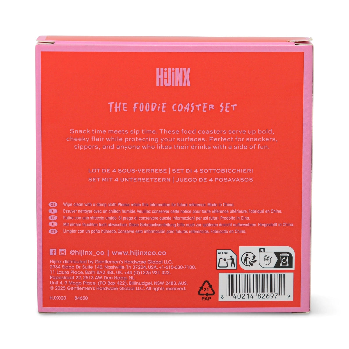 HiJinx ‘The Foodie’ Set of 4 Coasters