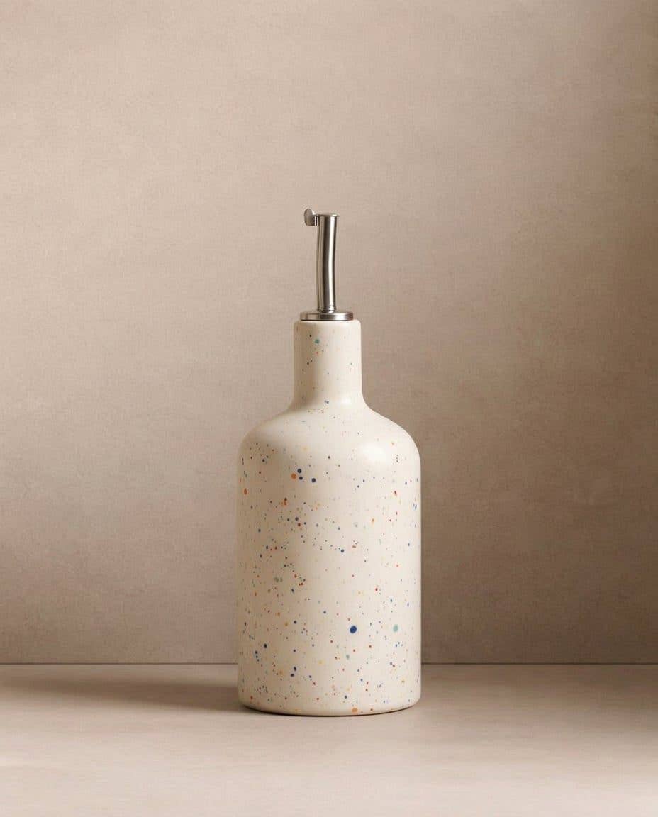New Party Stoneware Olive Oil / Vinegar Dispenser White