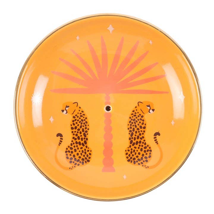 Leopard Palm Ceramic Incense Holder Plate