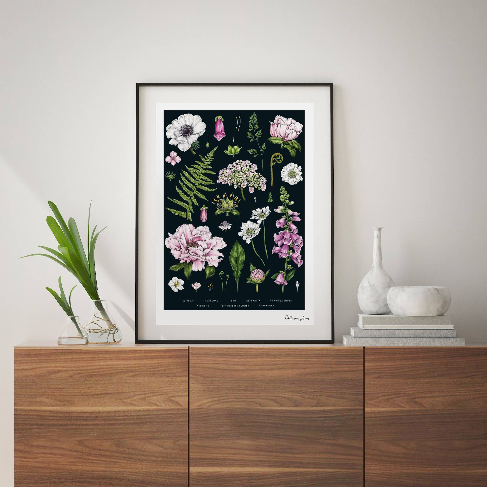 Summer Garden - Black - Art Print