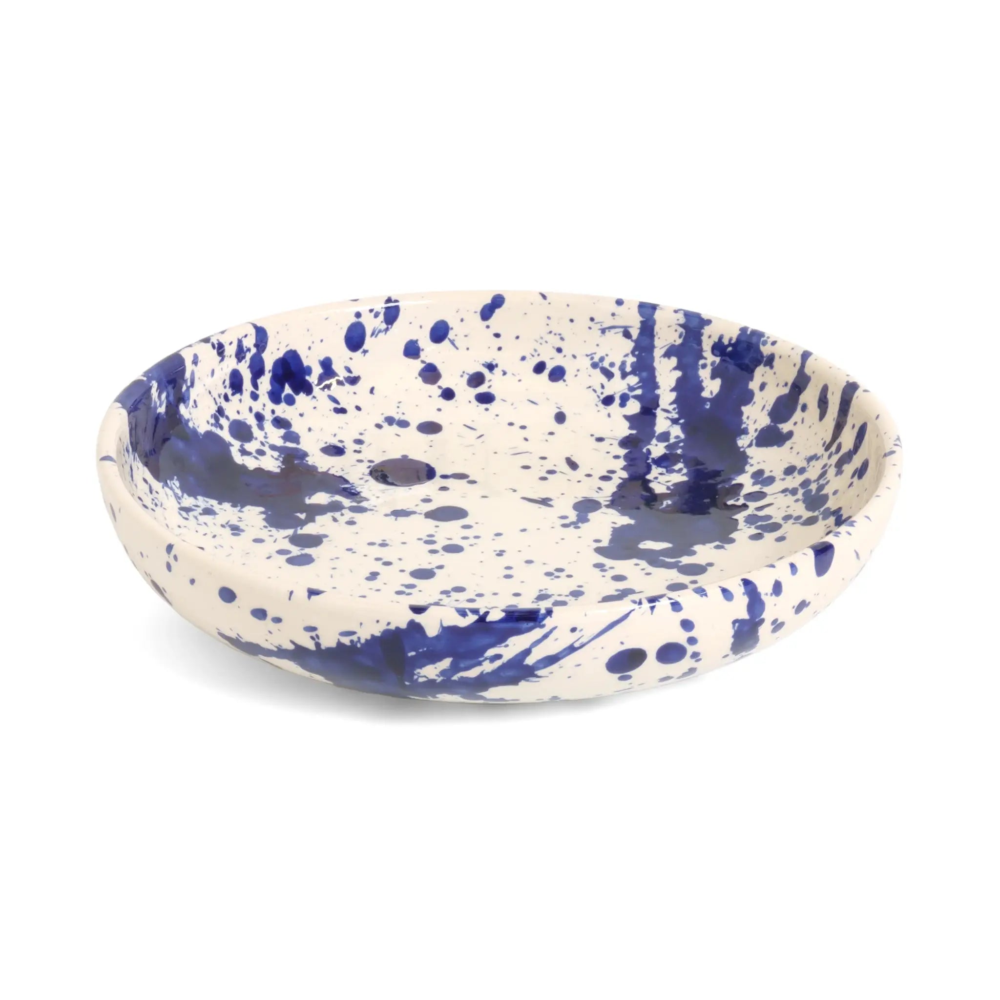 Shallow Bowl Blue Splatter