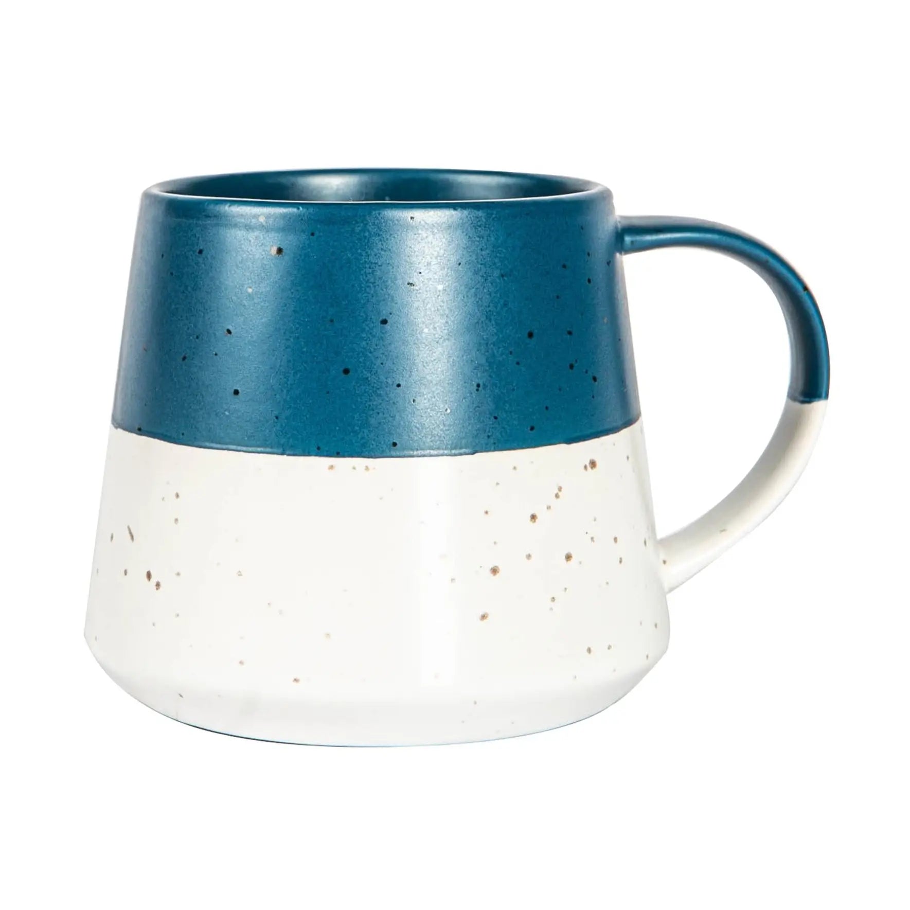 Navy Block Flecked Stoneware Belly Coffee Mug - 370ml