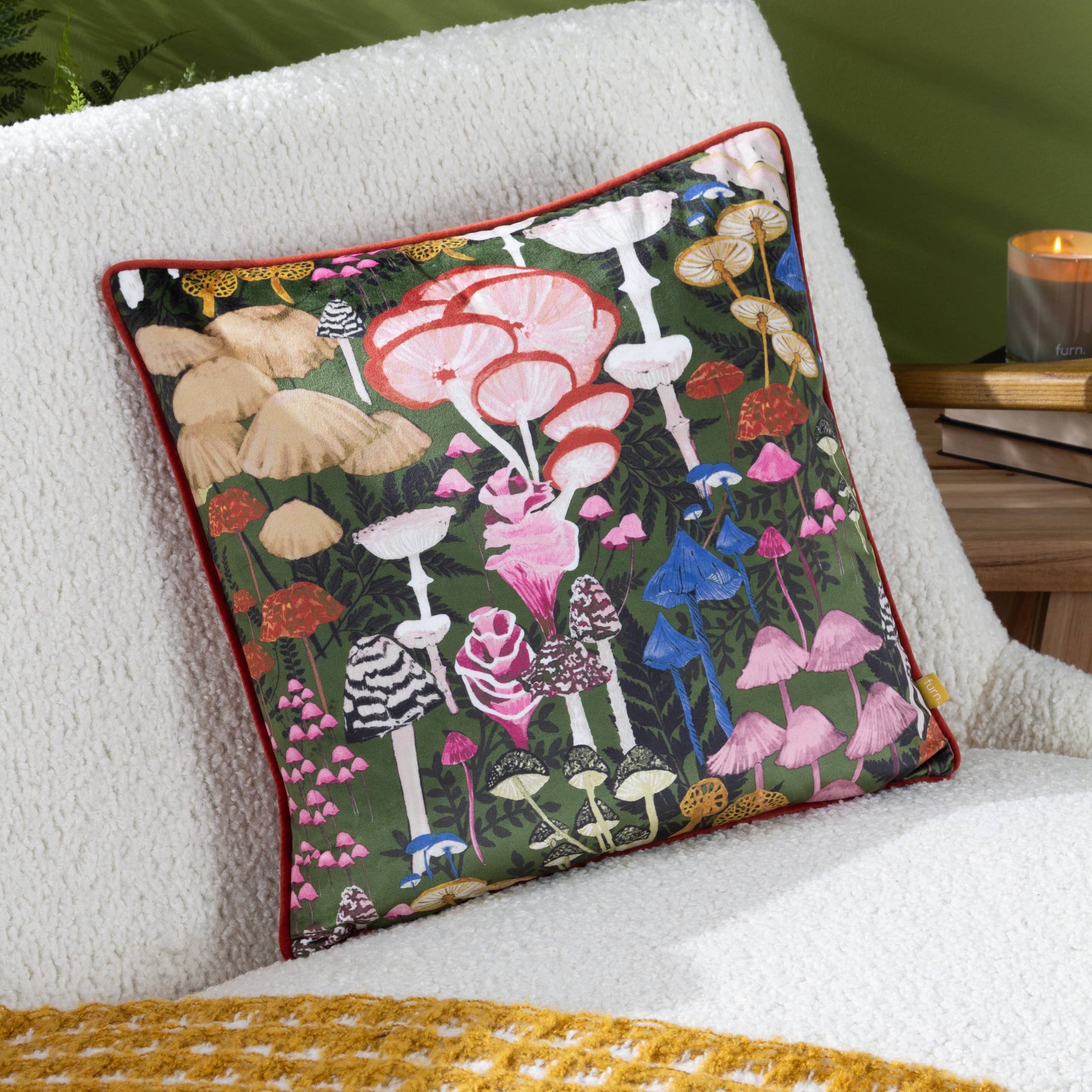 Amanita Mushroom Cushion Green