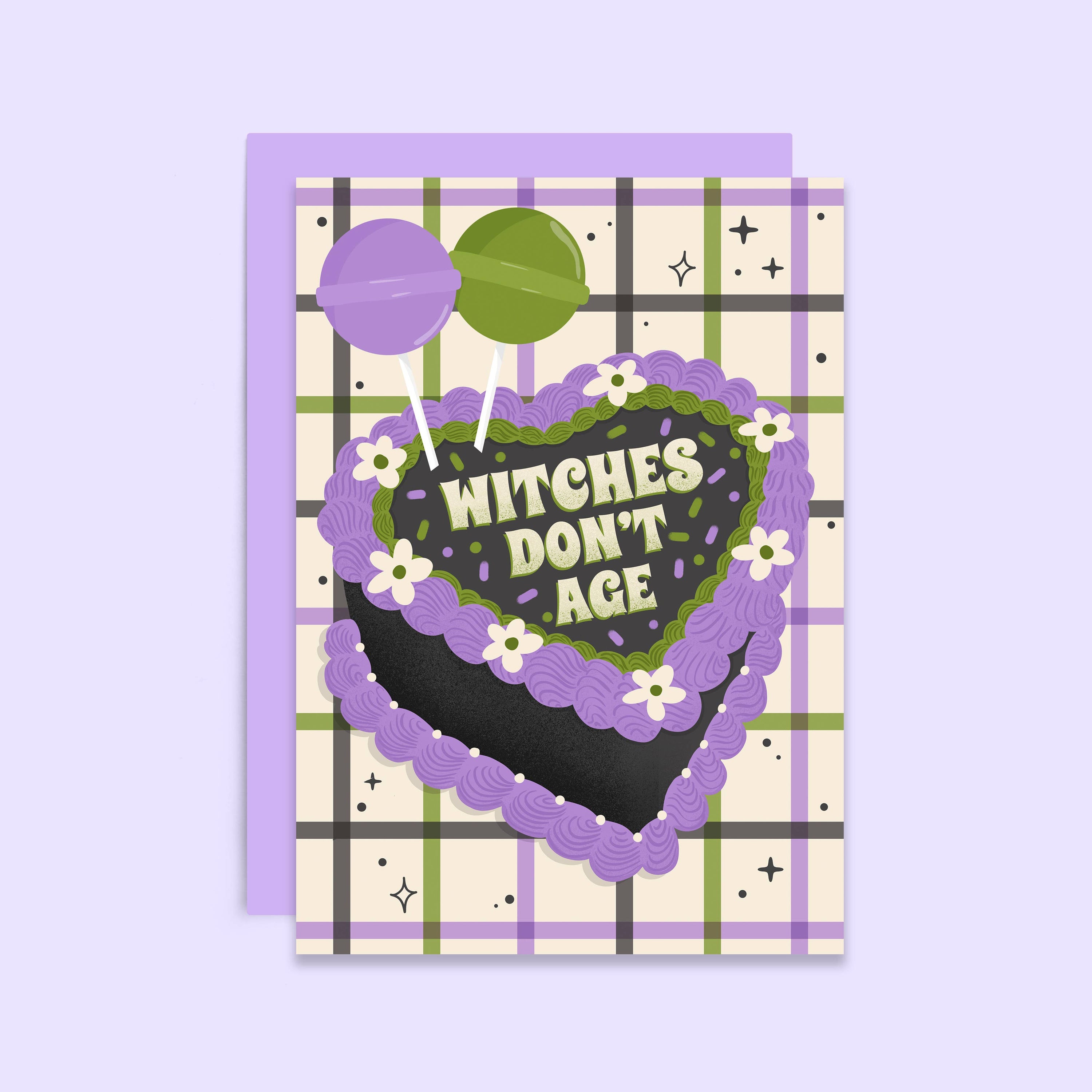 Witches Don't Age Birthday Cake Card | Vintage Kitsch Card