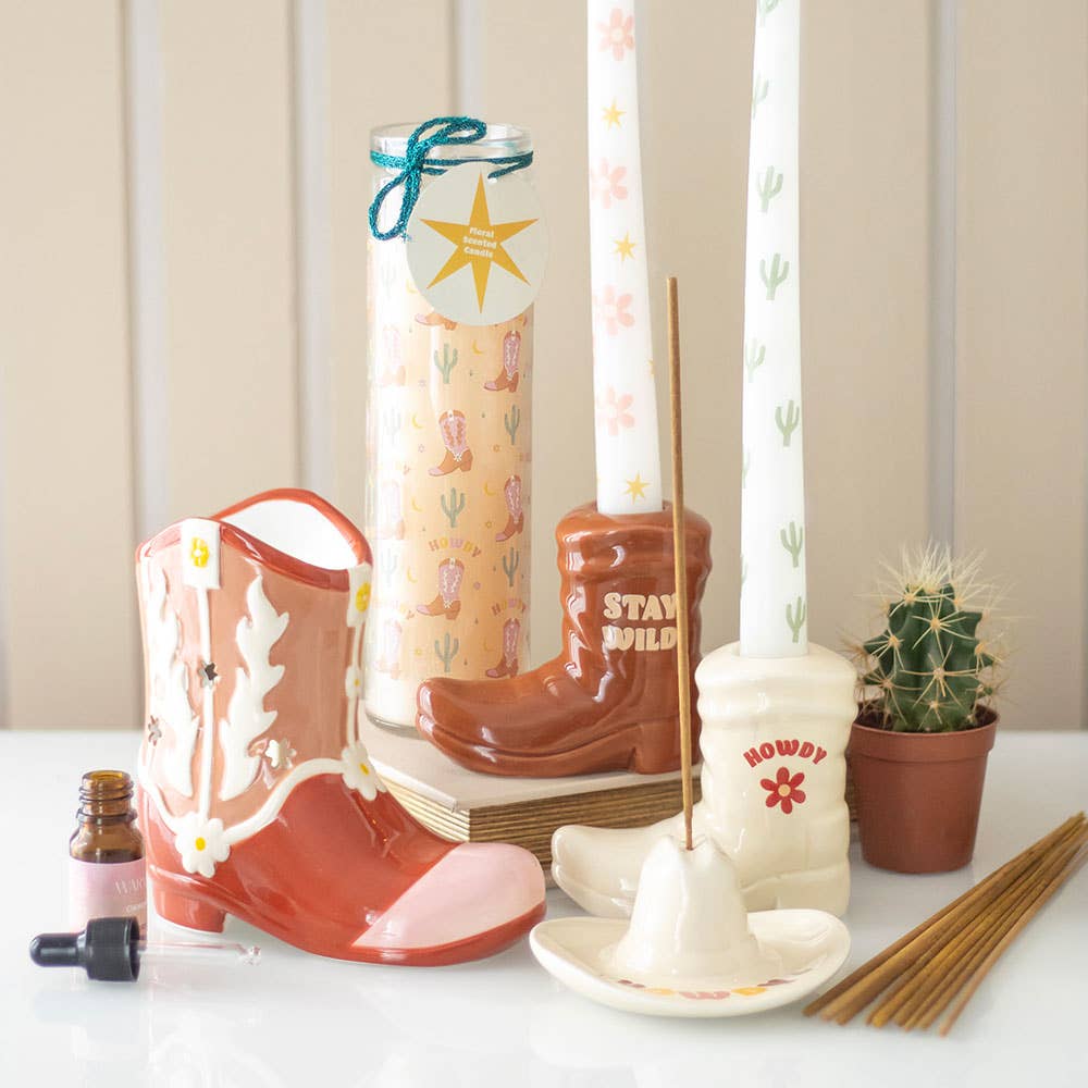 Howdy Cowboy Hat Ceramic Incense Stick Holder