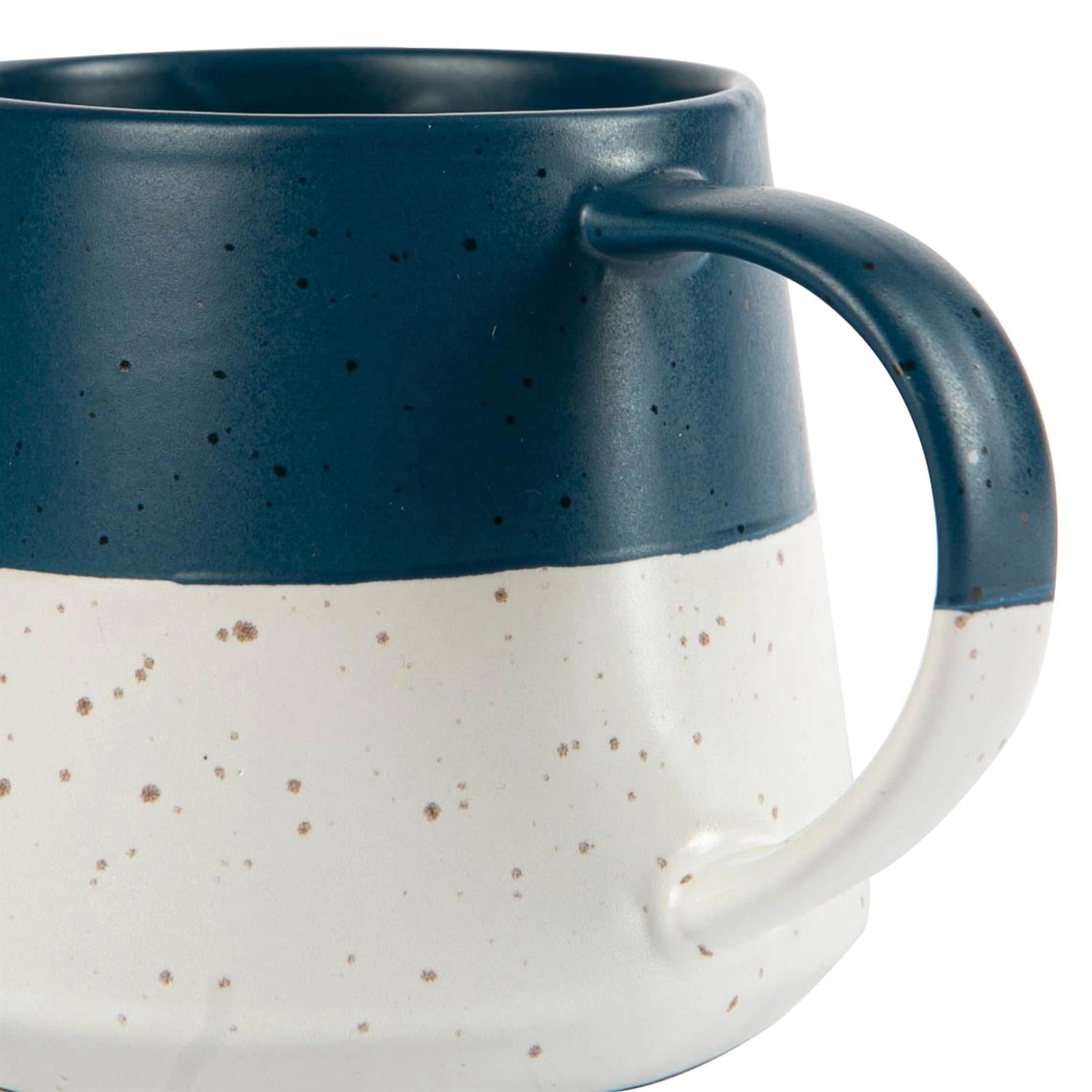 Navy Block Flecked Stoneware Belly Coffee Mug - 370ml