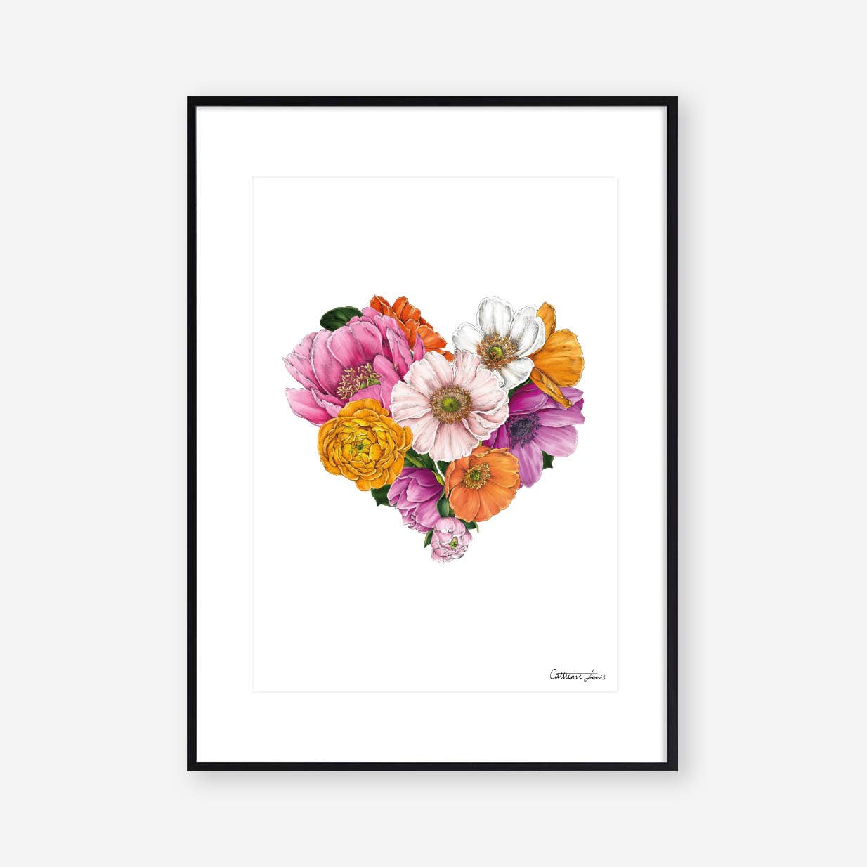 Floral Brights Heart - Art Print