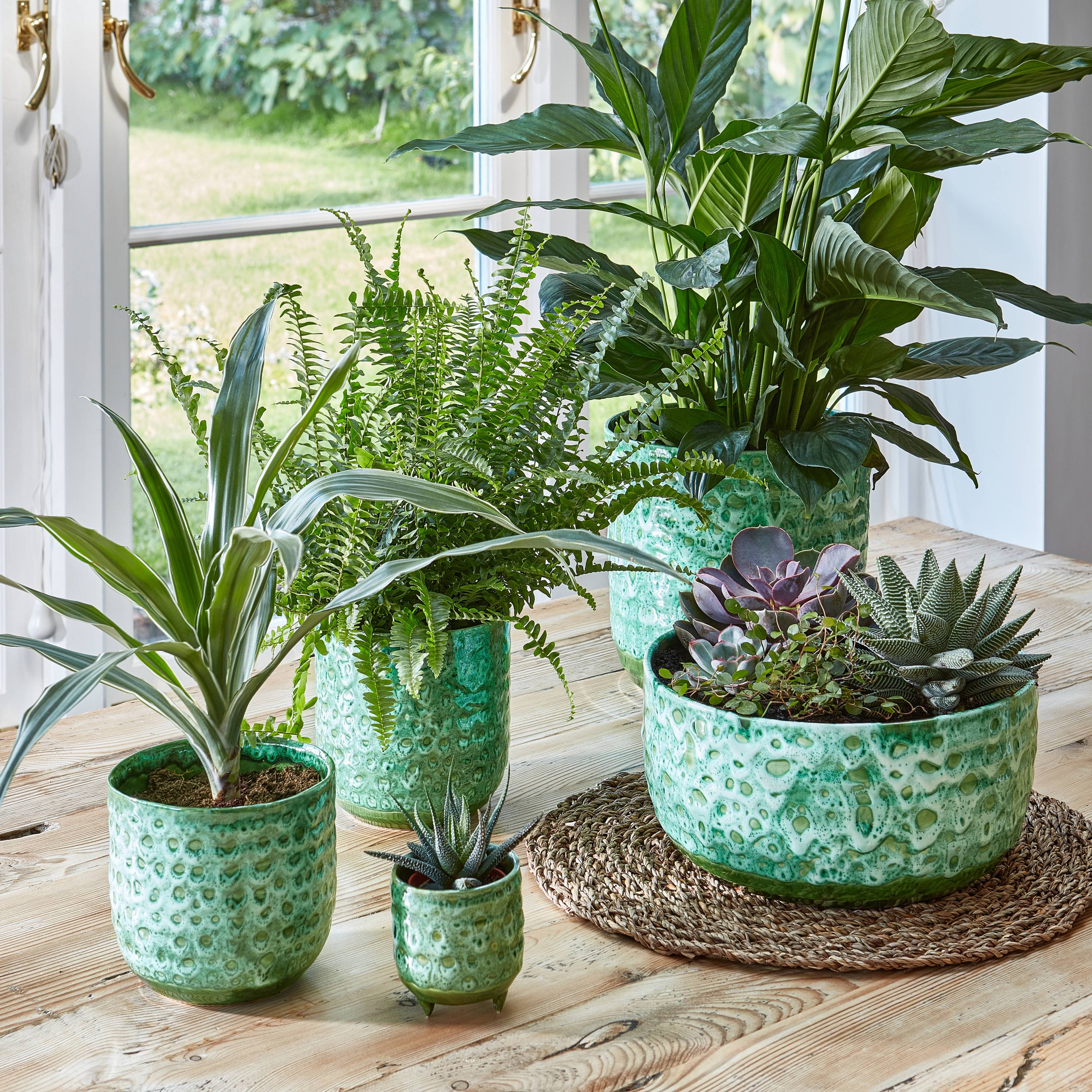 Reactive Glaze Ceramic Indoor Planter H18cm D18cm