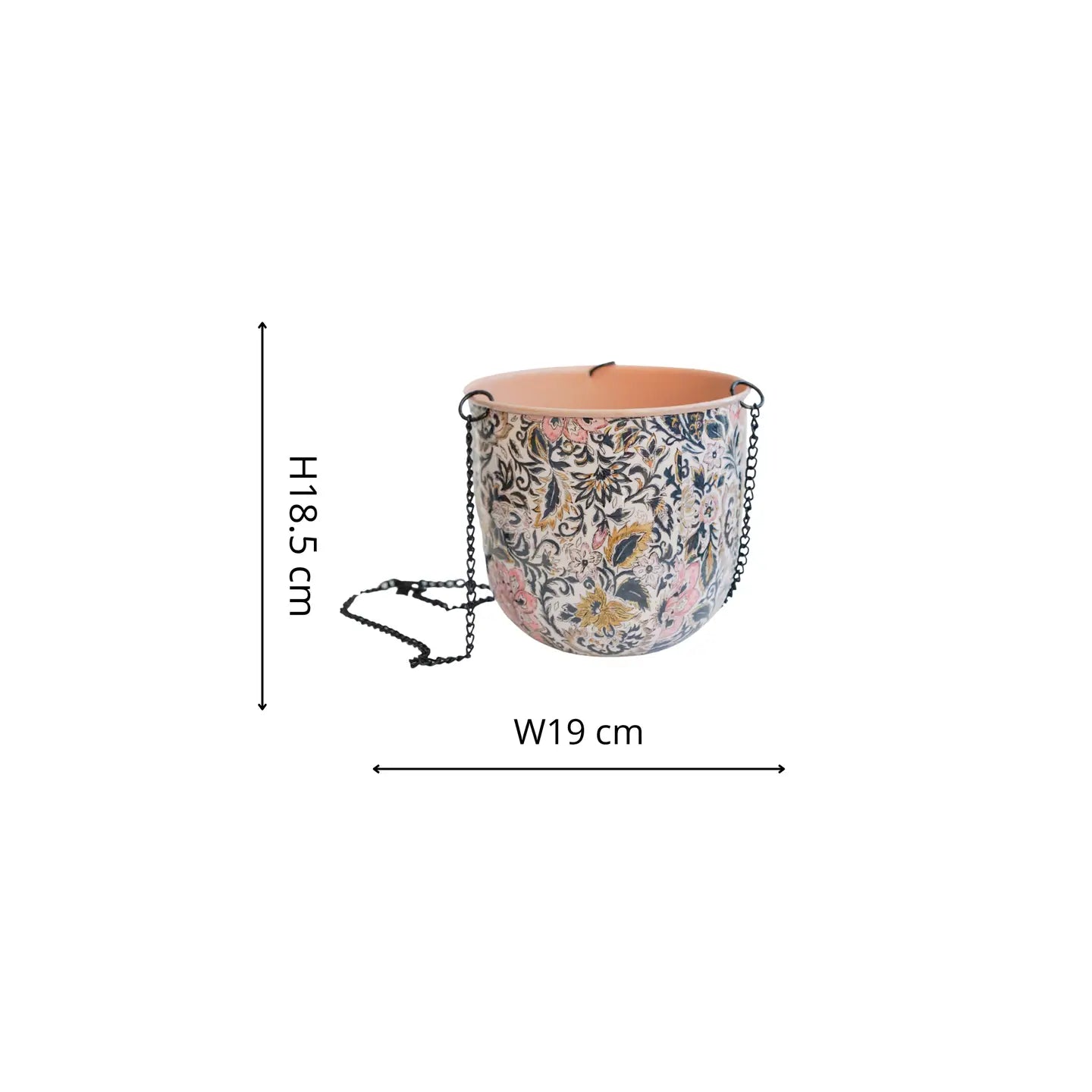 Maisie Vintage Pattern Blush Metal Hanging Planter D18.5cm