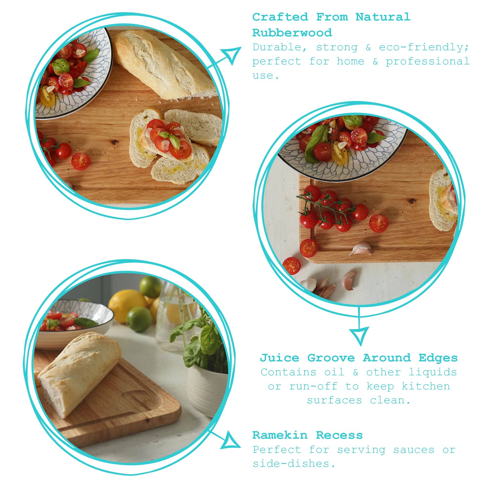 40cm x 30cm Rectangular Wooden Chopping Board - By Argon Tab