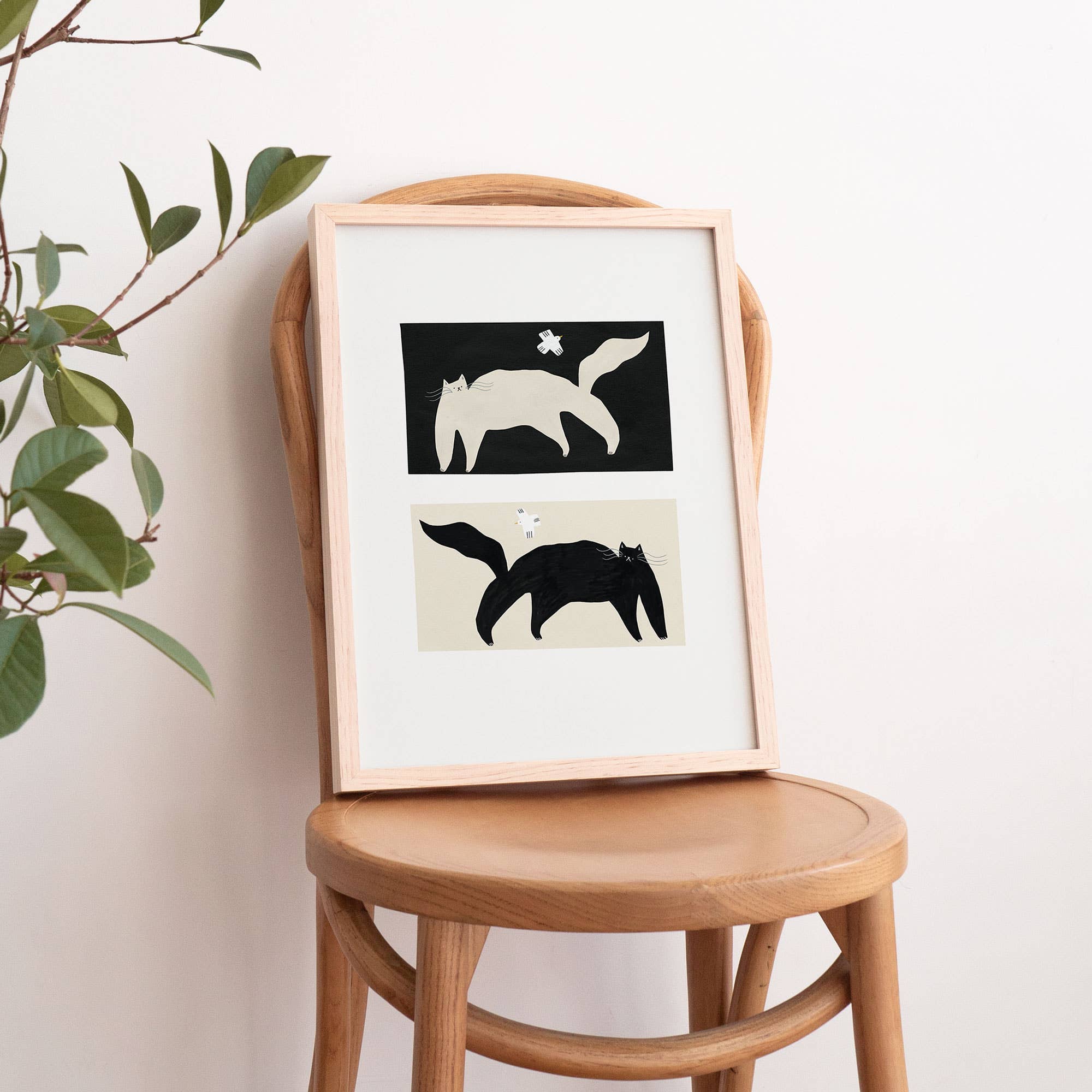 Negative / Positive Cats Art Print | Monochrome Wall Art