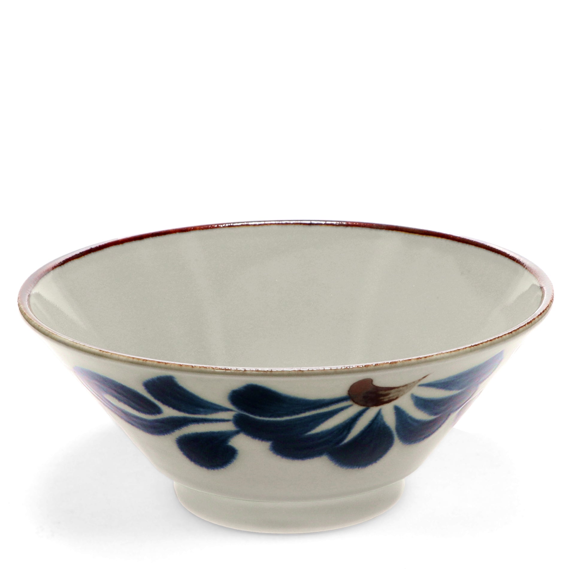 Japanese Porcelain Noodle Bowl 19cm - Flower Design