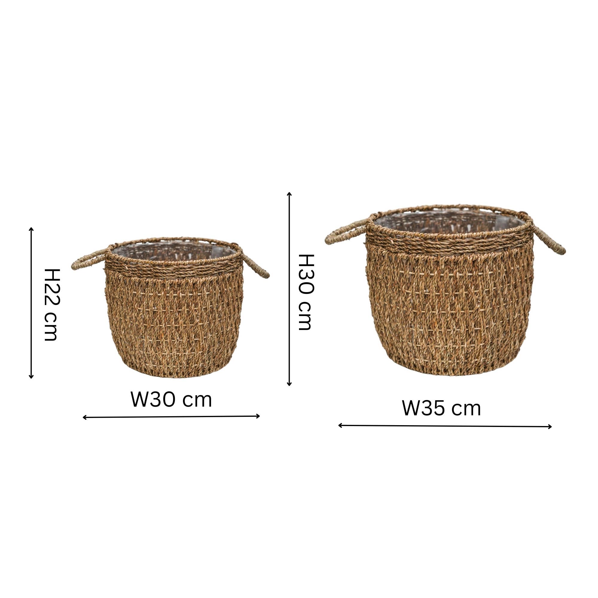 Sustainable Seagrass Indoor Lined Basket Planter