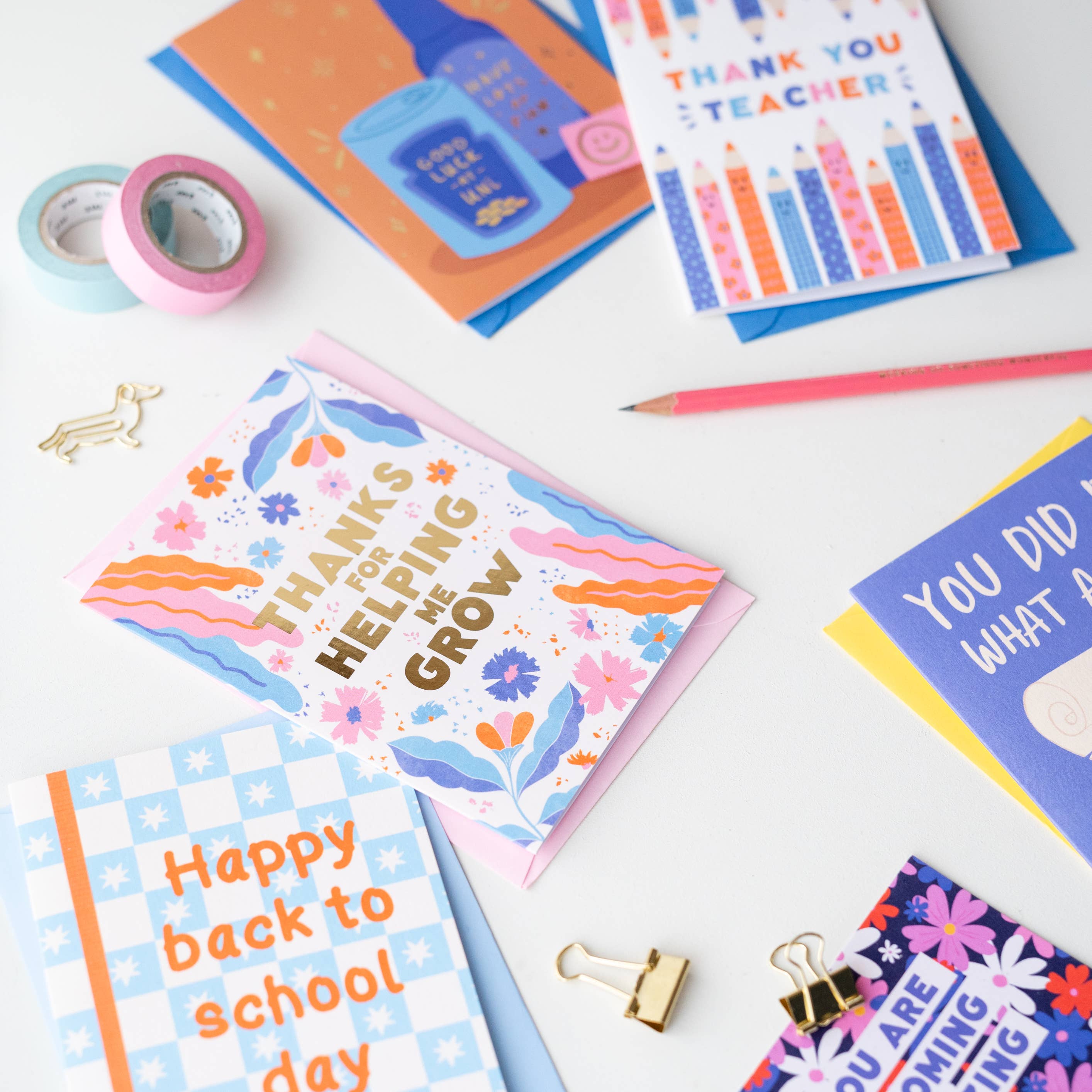 Thanks For Helping Me Grow Card | Gold Foil Thank You Card