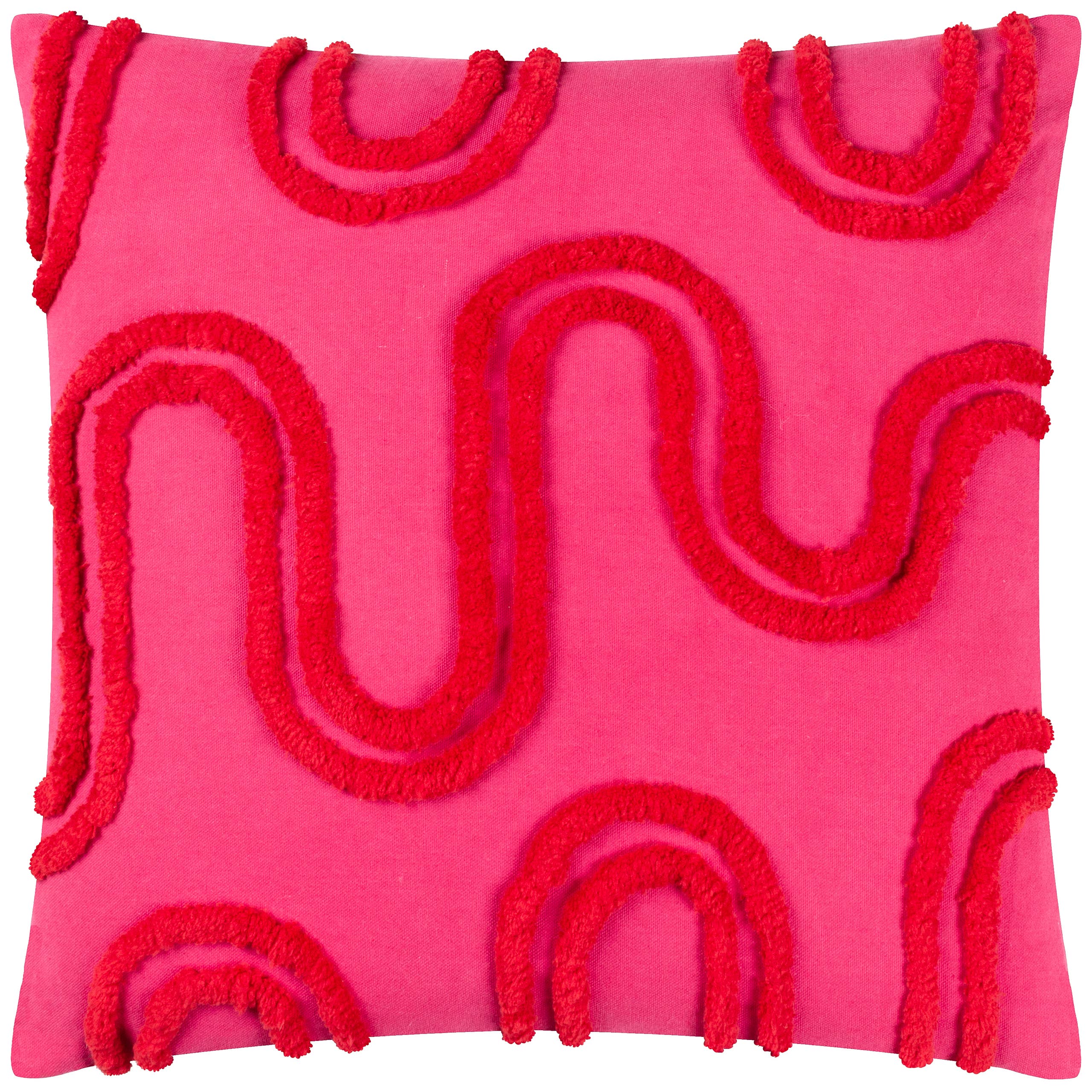 Archie Tufted Feather Rich Filled Cushion Pink/Red