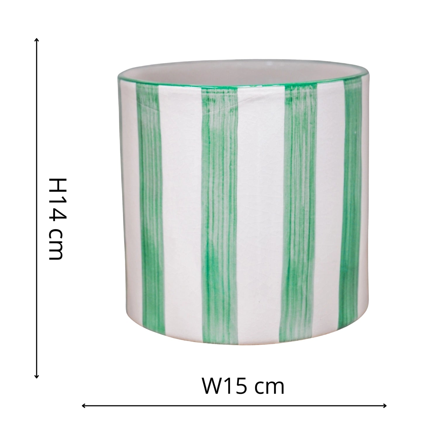Paros Painted Stripe Planter H14cm D15cm