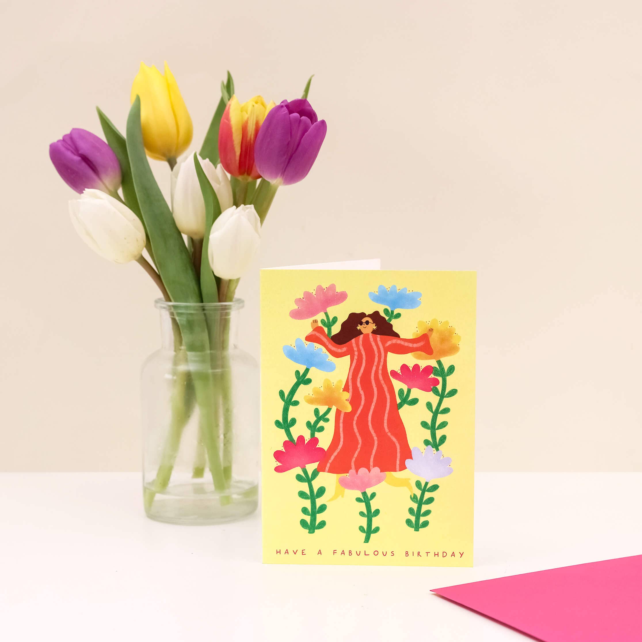 Fabulous Birthday Card | Contemporary Floral Birthday Card