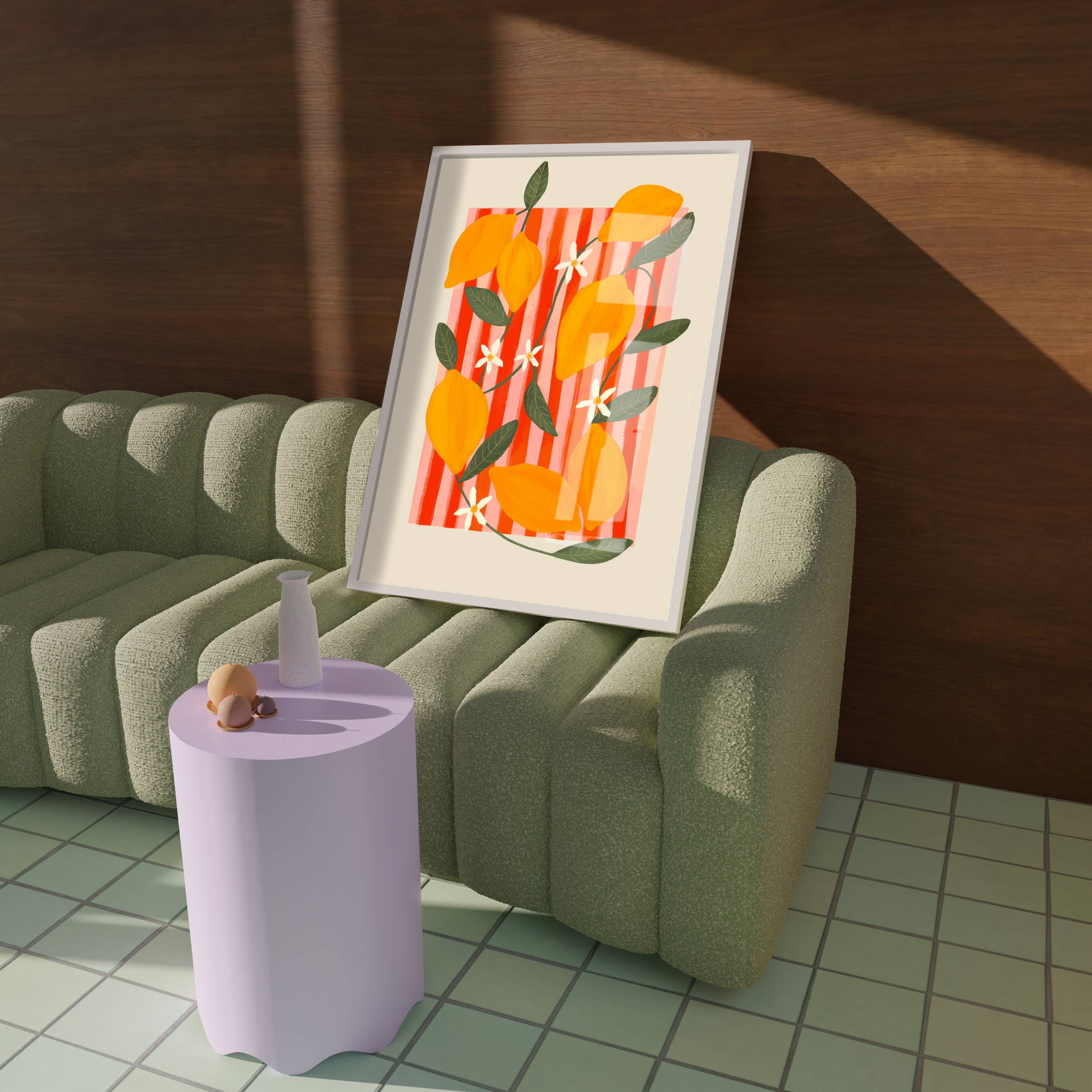 Lemon Fruit Market A3 Print