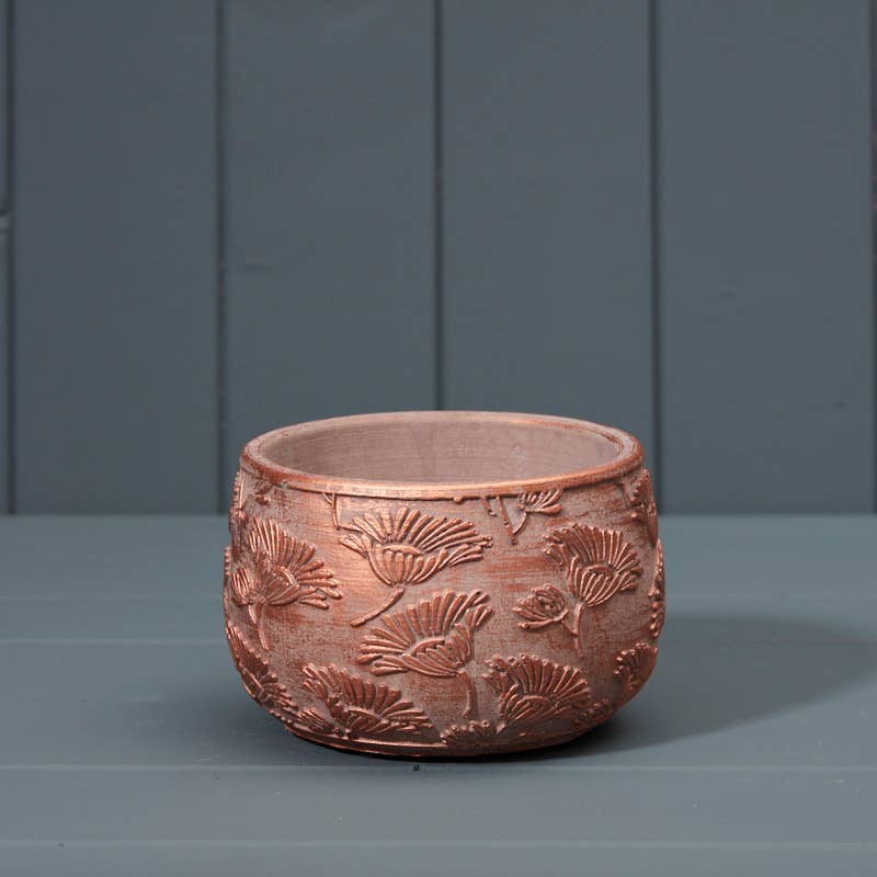 Textured Copper Cement Planter