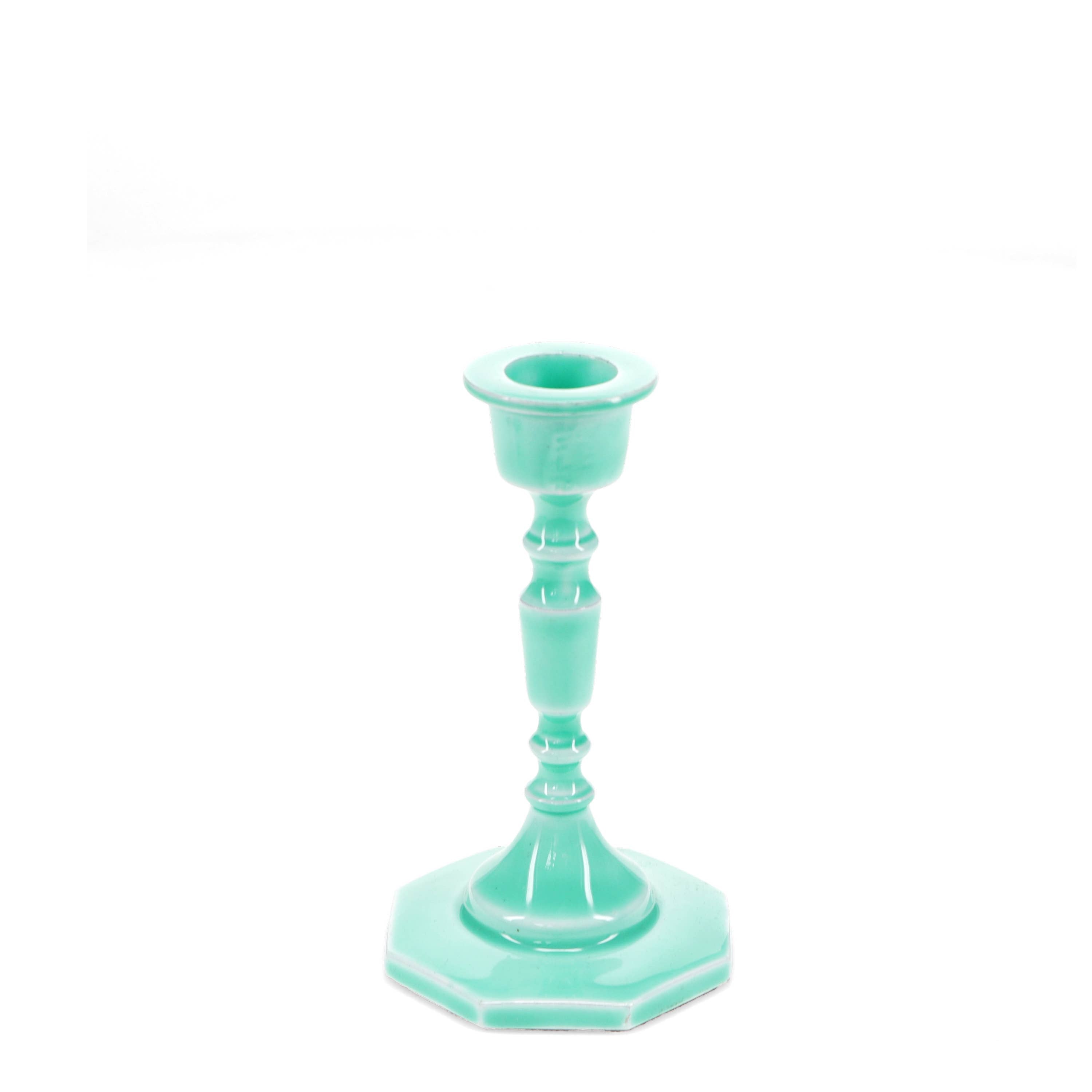 Enamel candlestick (13cm) - Aqua