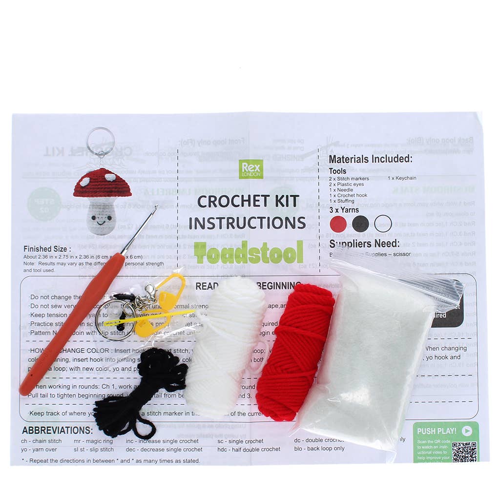 Crochet keyring kit - Mushroom
