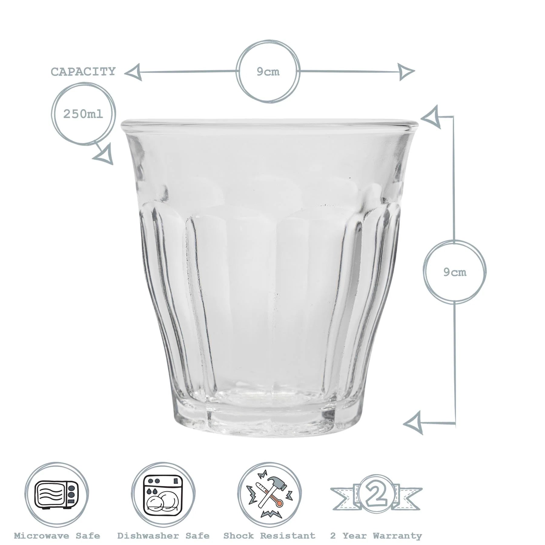 Duralex Picardie Glass Drinking Tumbler - Pink - 250ml