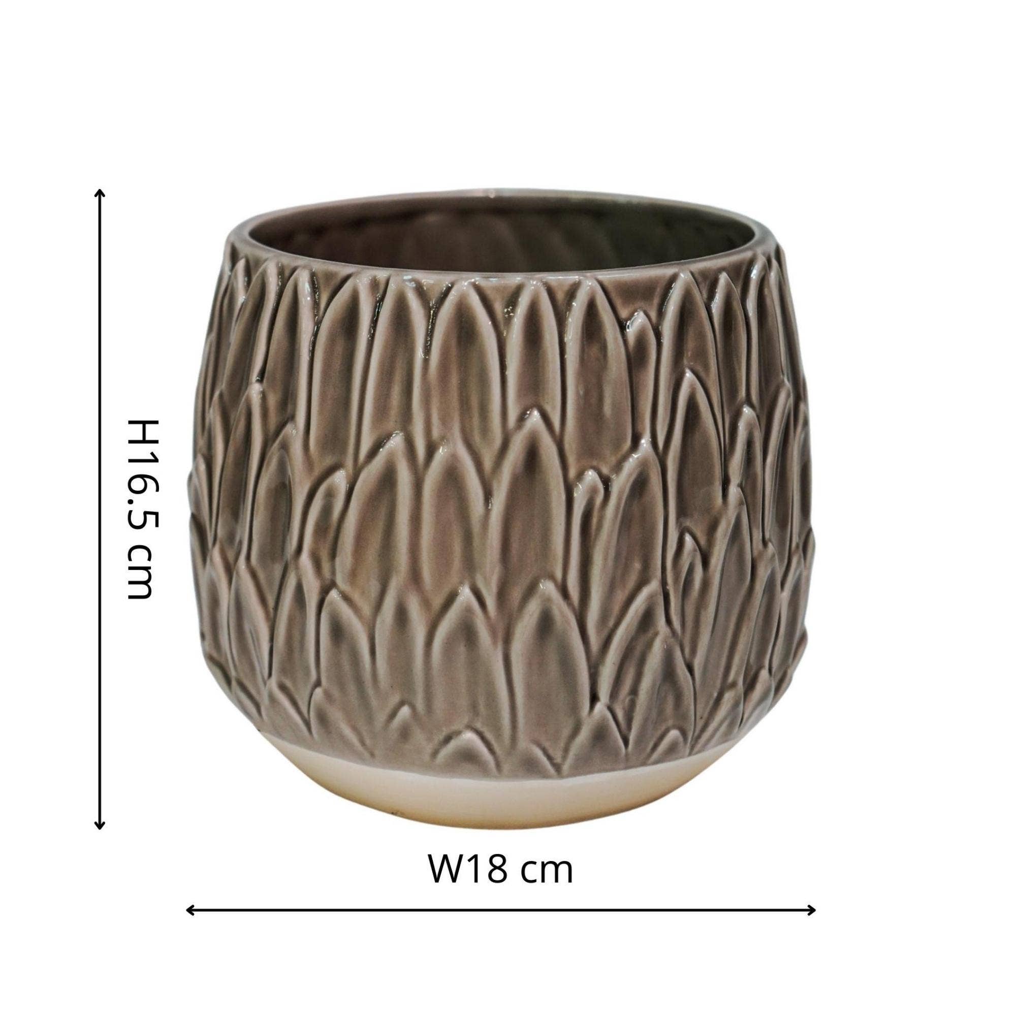 Arles Glazed Ceramic Leaf Embossed Indoor Planter