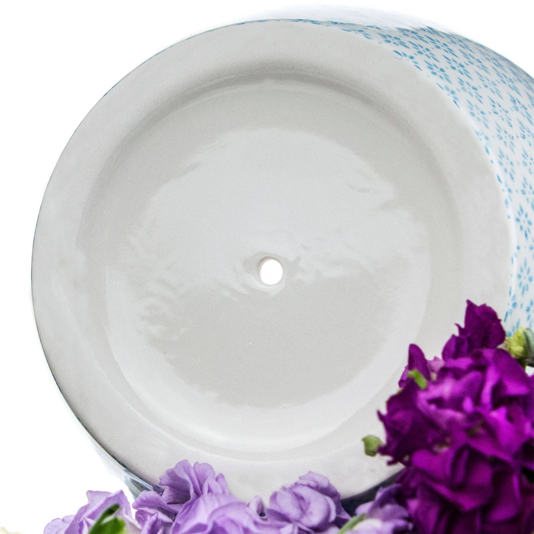 Nicola Spring Printed Flower Pot/Drip Tray Blue Orange 203mm