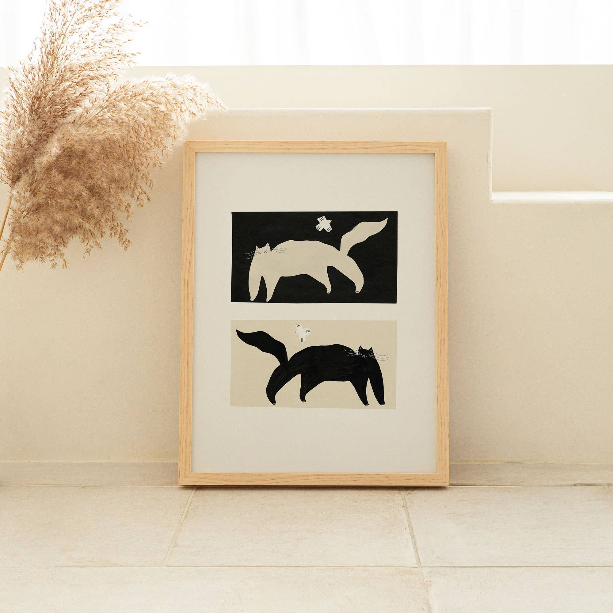 Negative / Positive Cats Art Print | Monochrome Wall Art