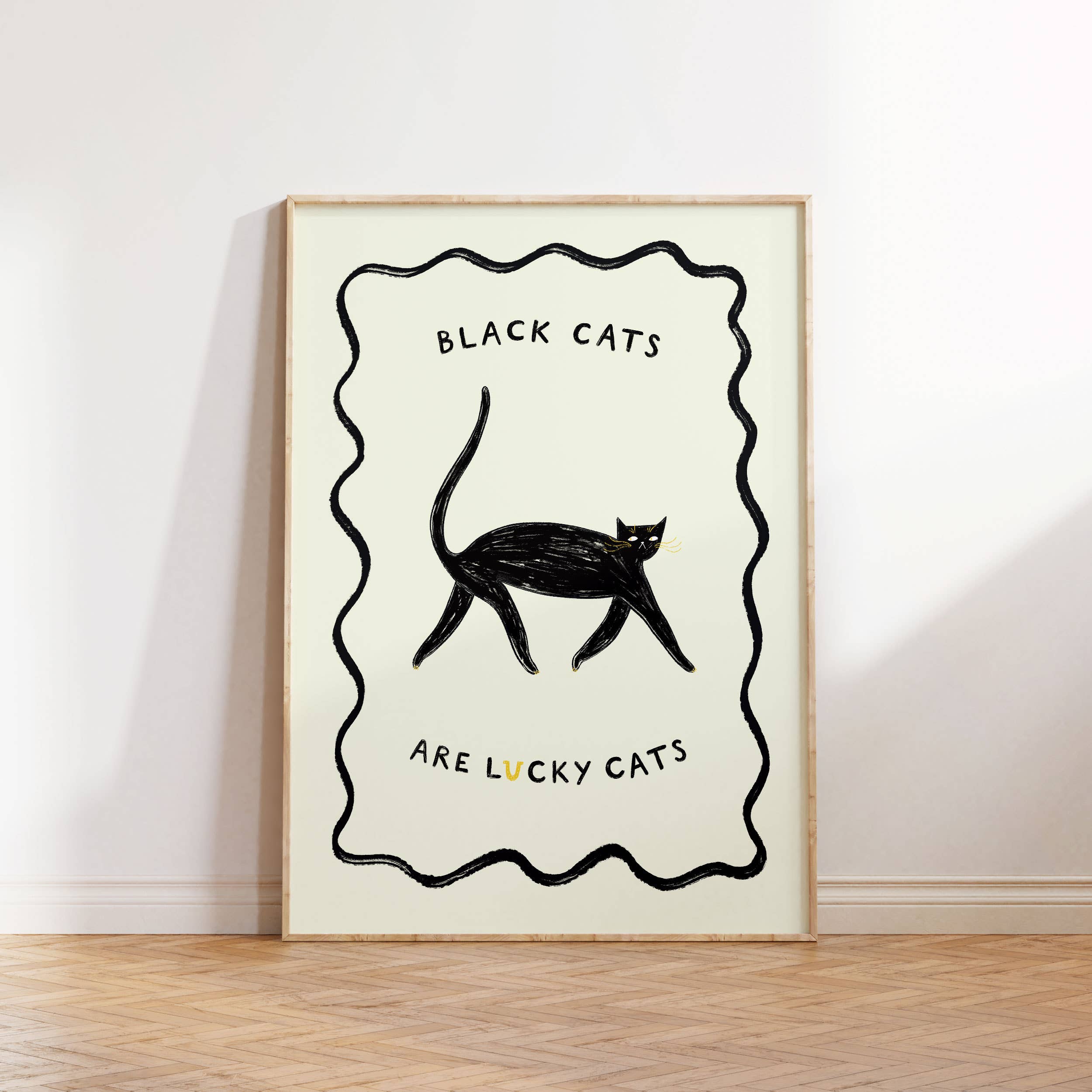 Black Cats Are Lucky Cats Art Print | Lucky Cat Art
