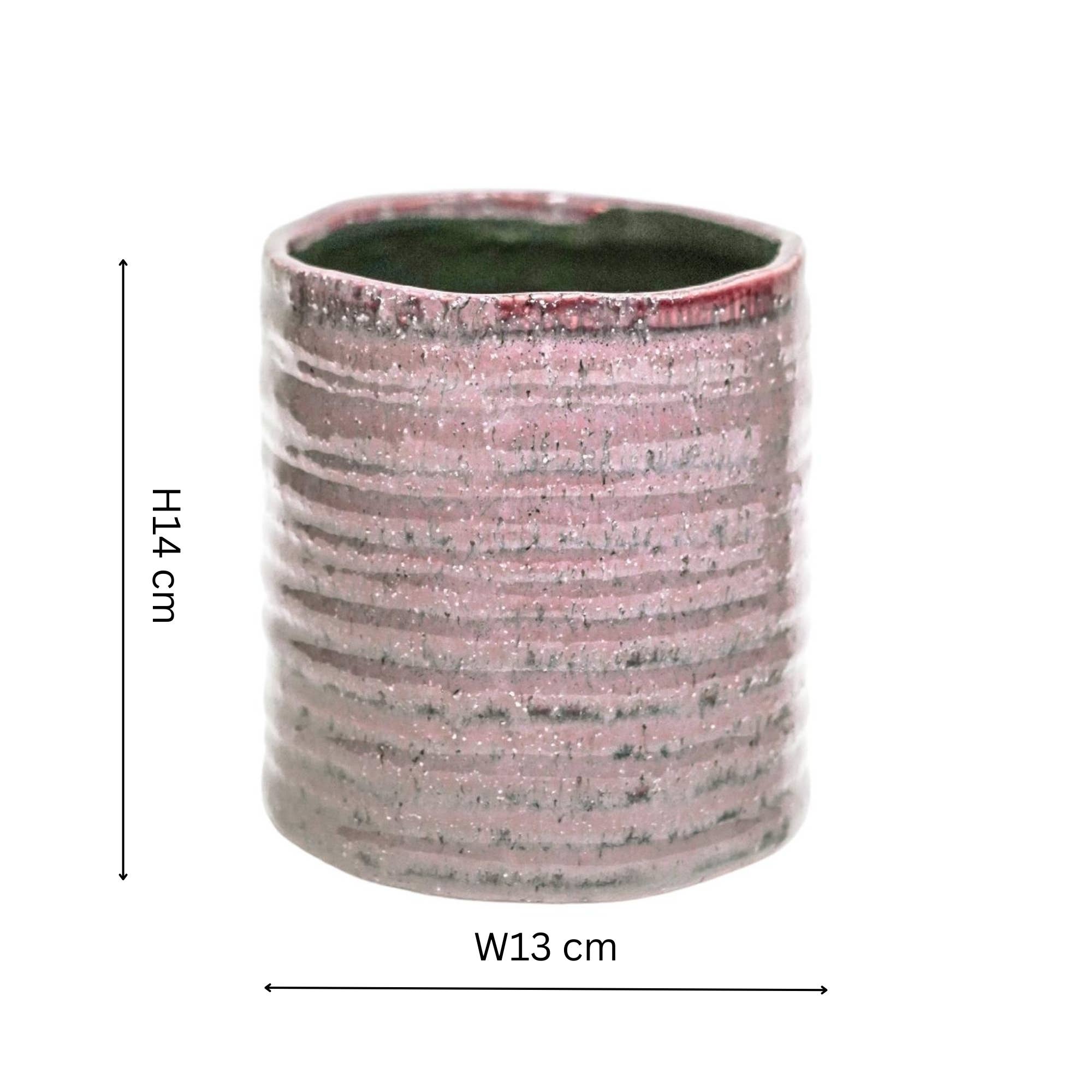 Chambray Reactive Glaze Ceramic Indoor Planter In Rose