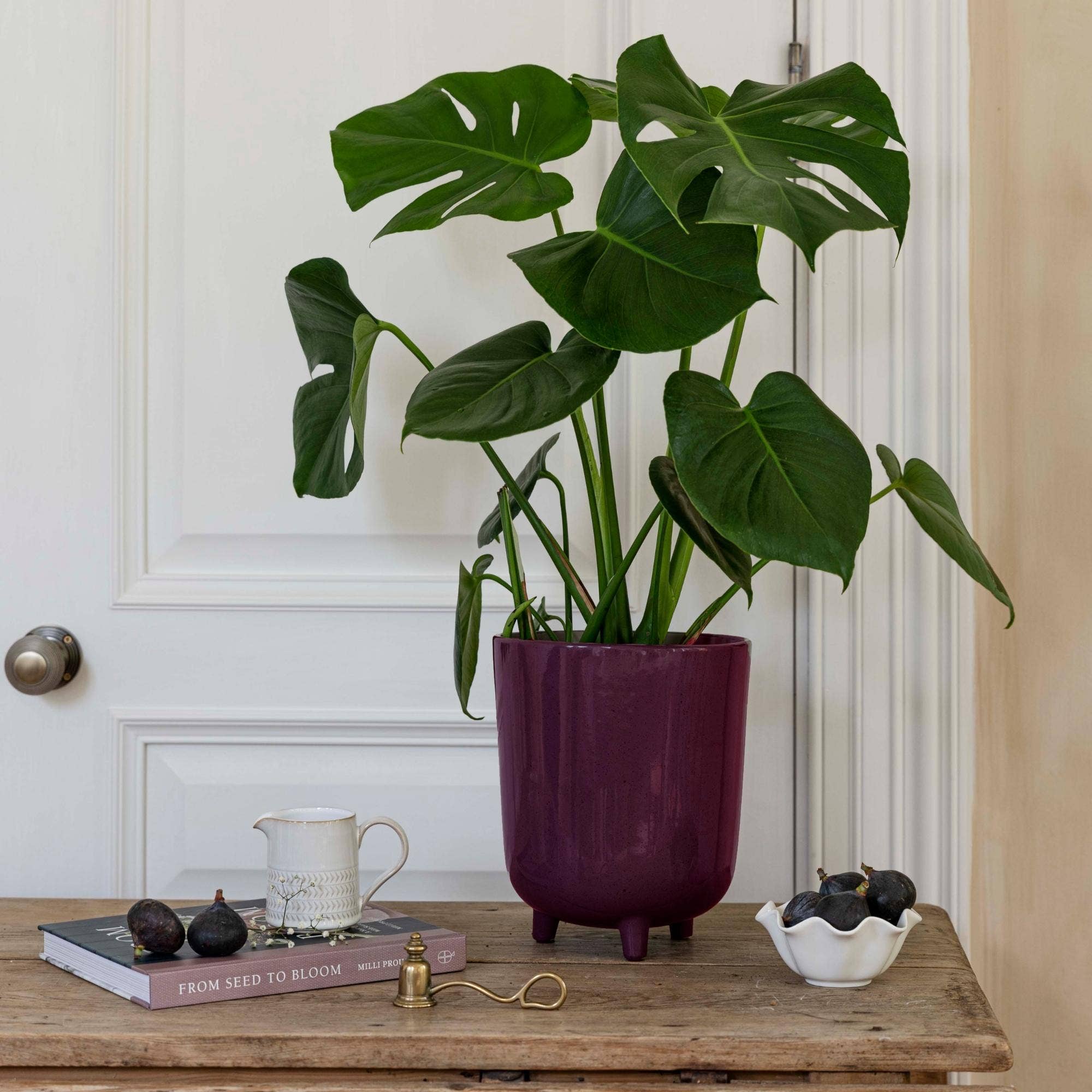Lecce Ceramic Glazed Speckled Indoor Planter on Feet