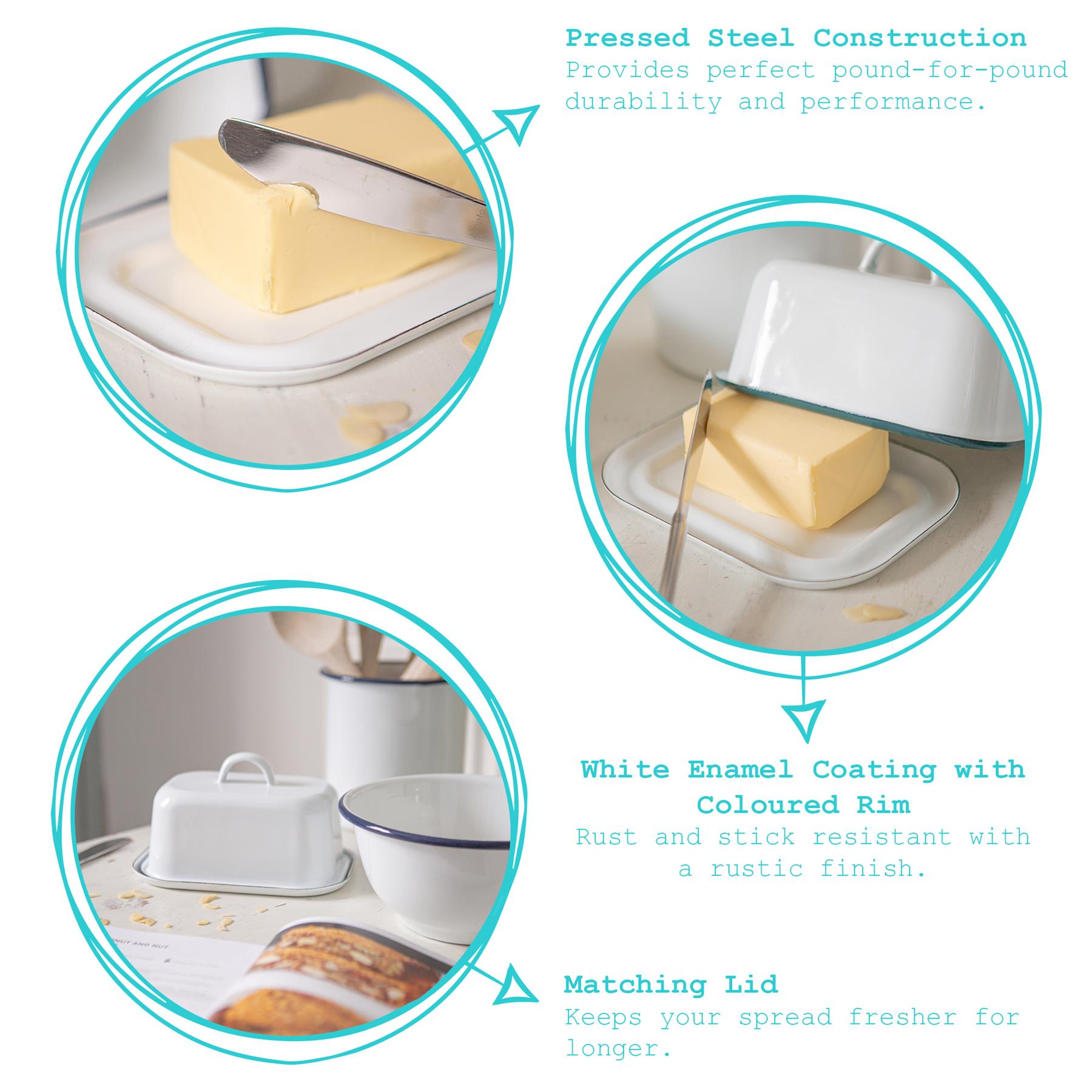 White Enamel Butter Dish