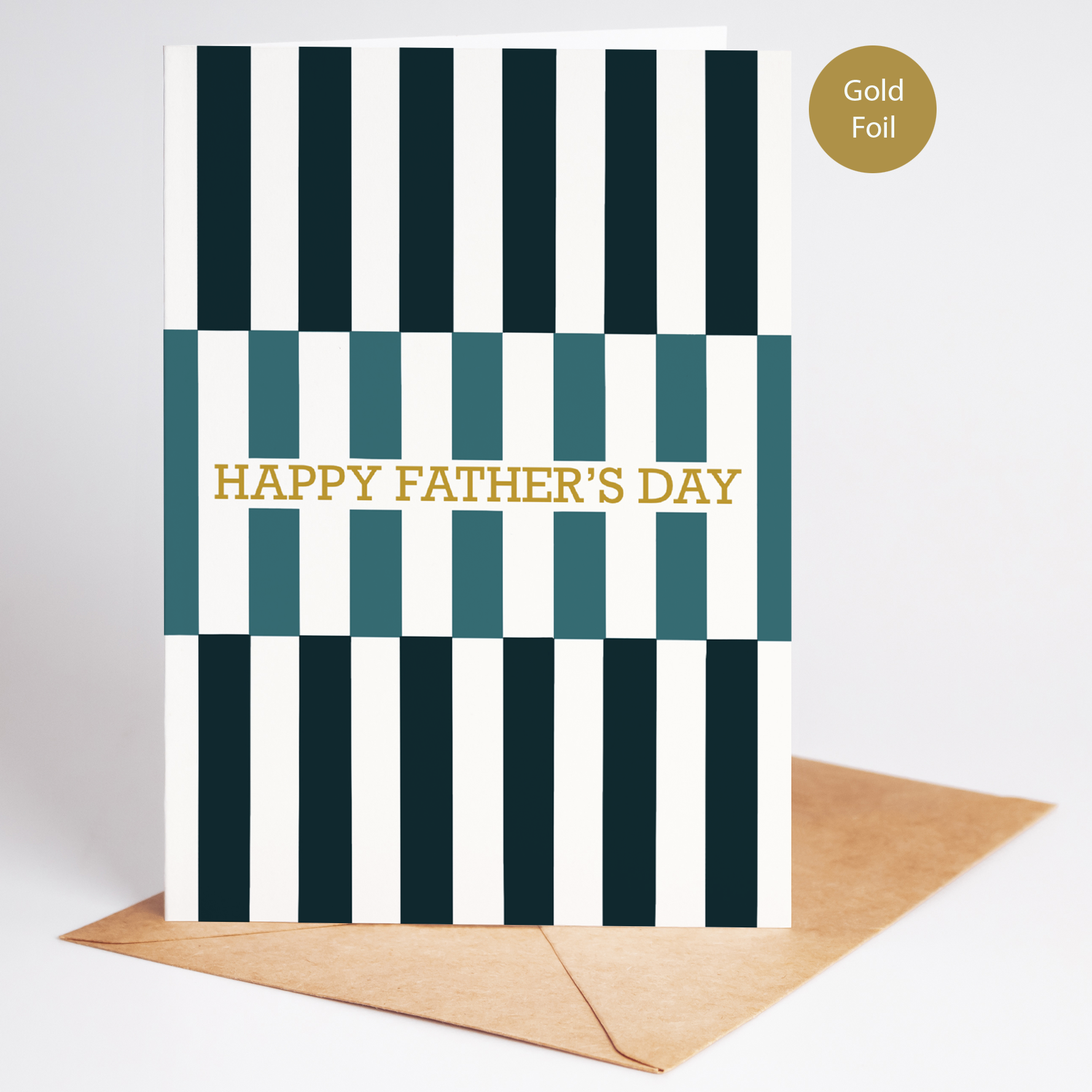 Father’s Day Card | Modern Stripes | Gold Foil
