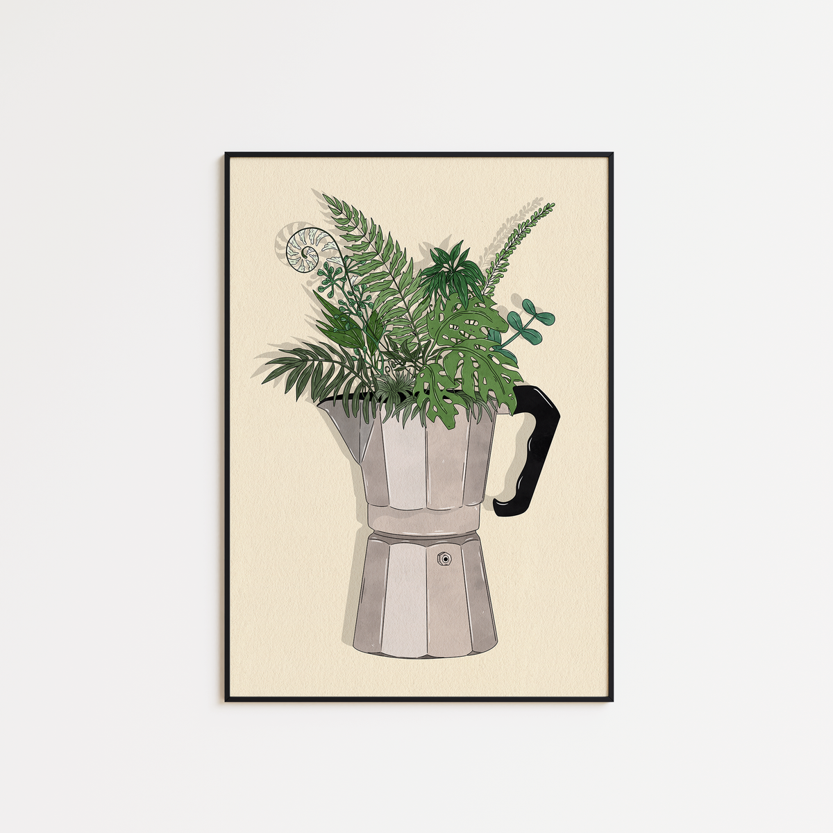 Coffee Pot and Flowers - Coloured Version