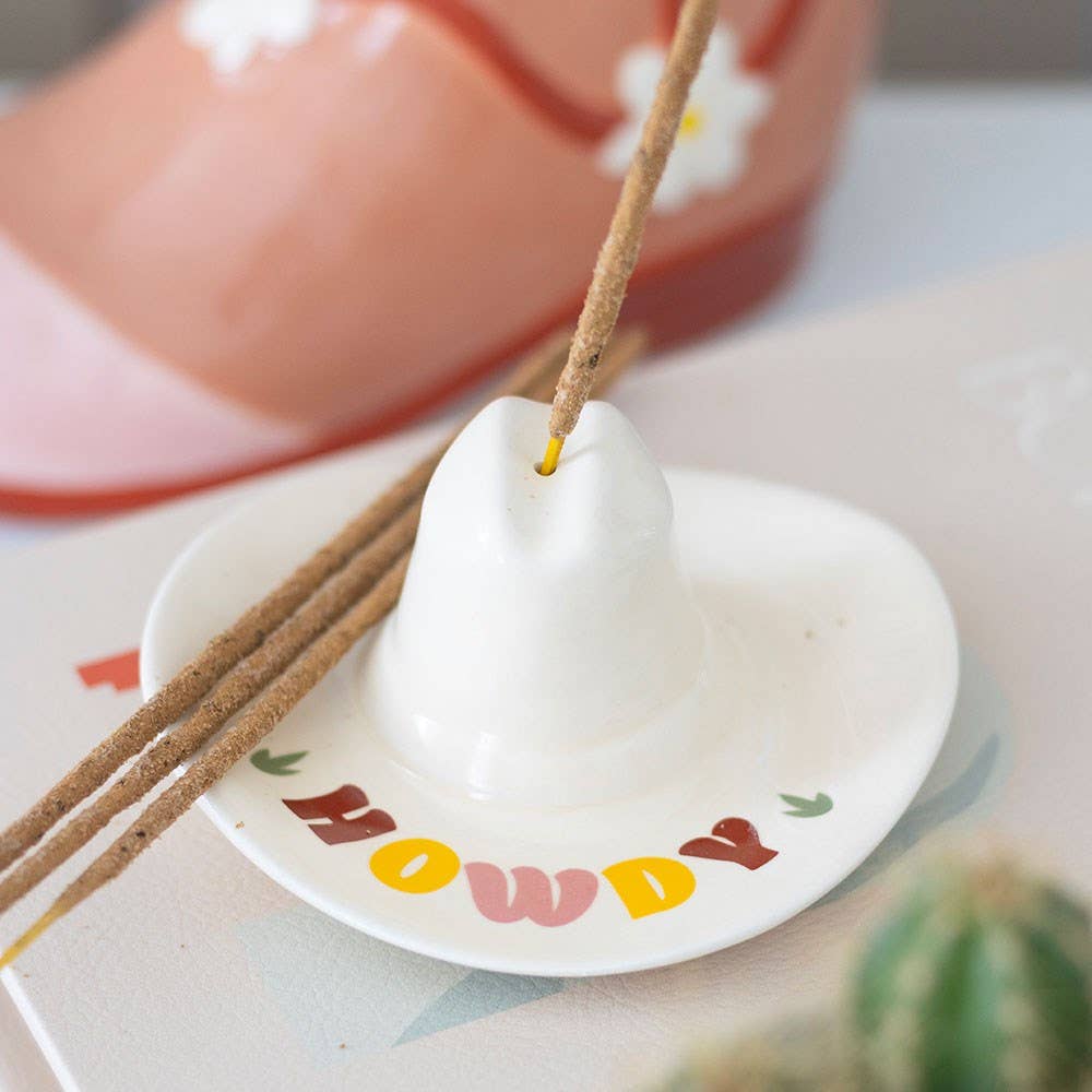 Howdy Cowboy Hat Ceramic Incense Stick Holder