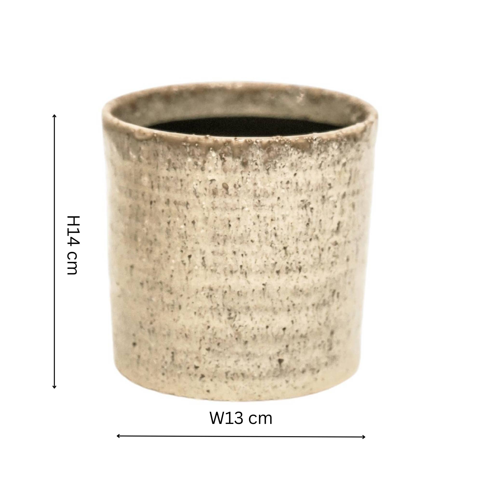 Chambray Reactive Glaze Ceramic Indoor Planter In Ivory