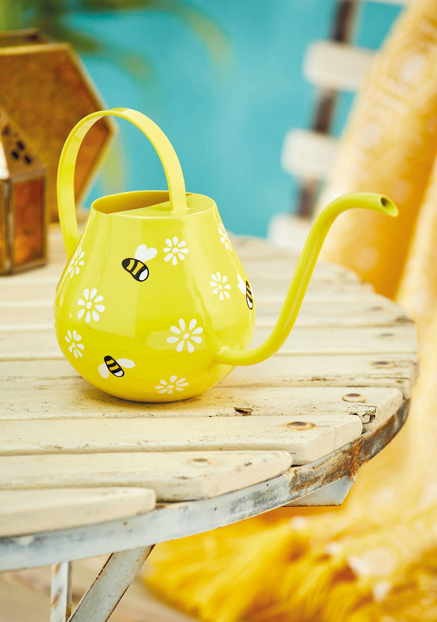 Bee Watering Can - Hand Painted Yellow