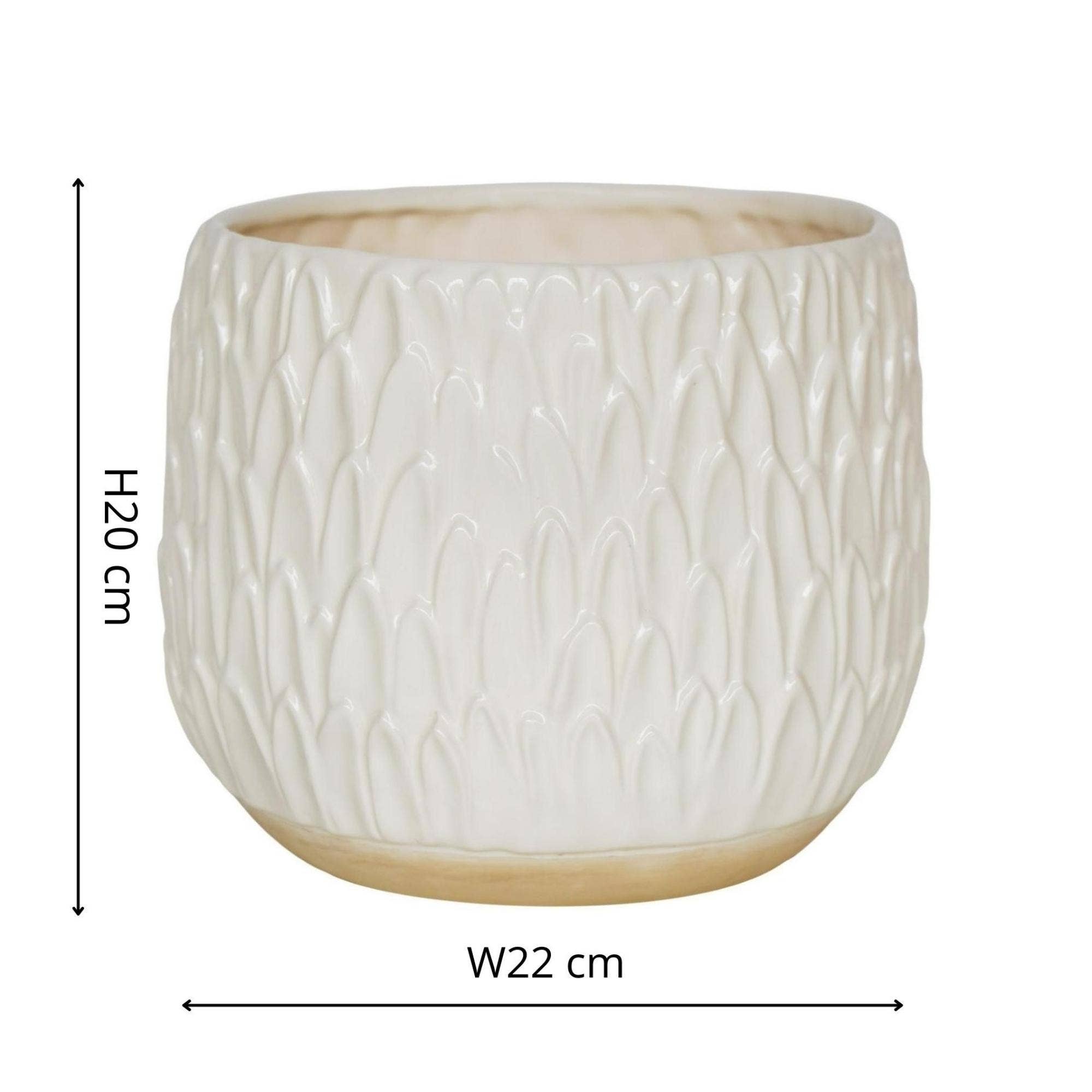 Arles Glazed Ceramic Leaf Embossed Indoor Planter