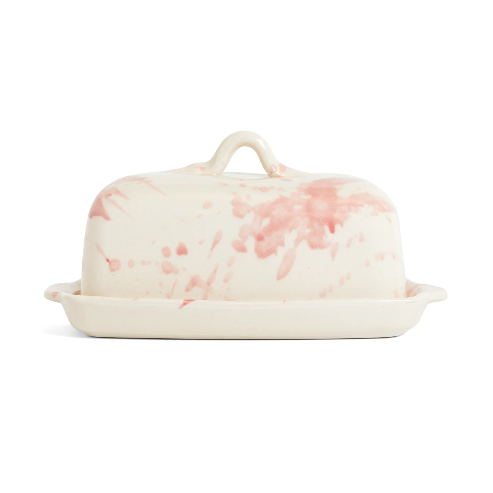 Butter Dish Rose Splatter