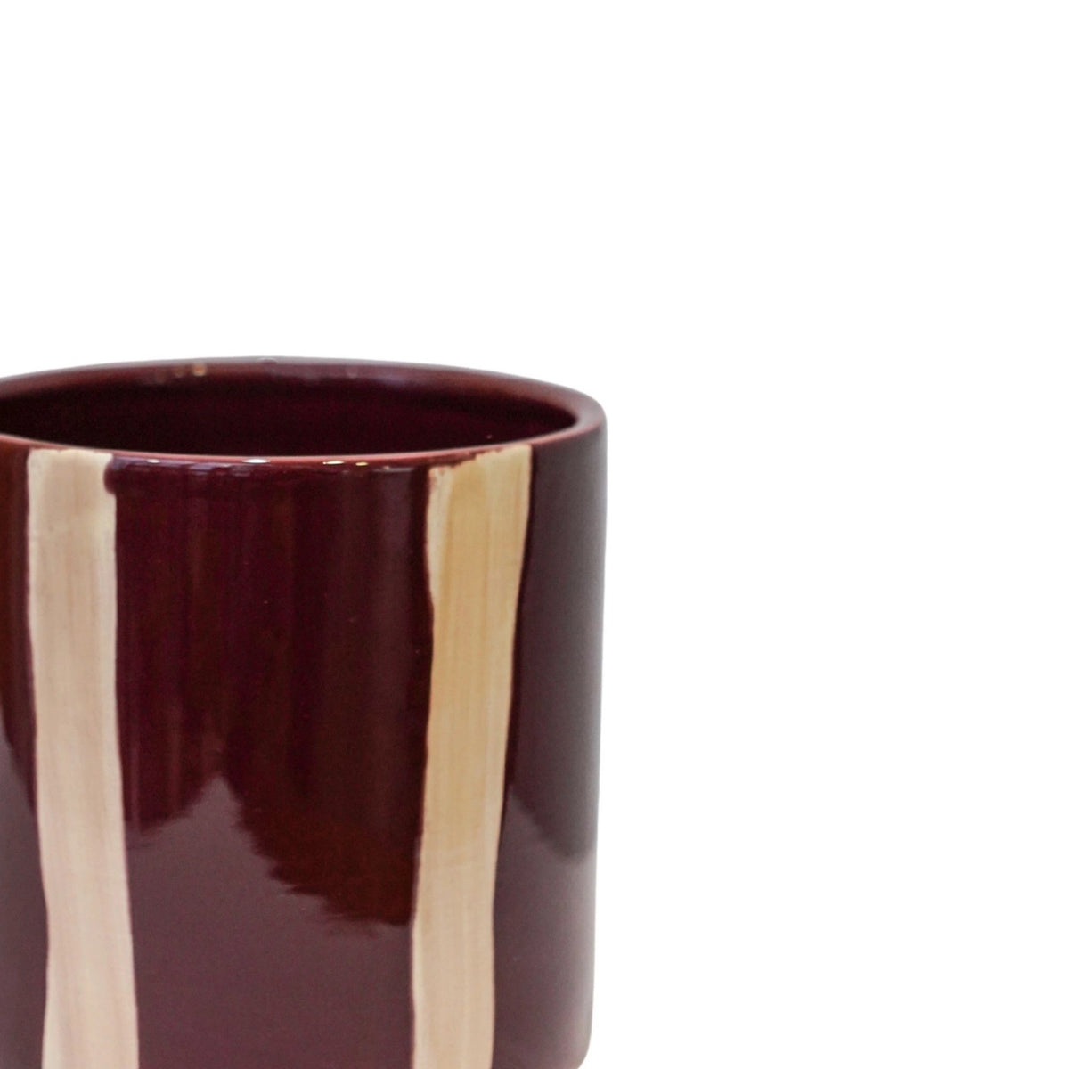 Mulberry Painted Stripe Planter H15.5cm D15.5cm