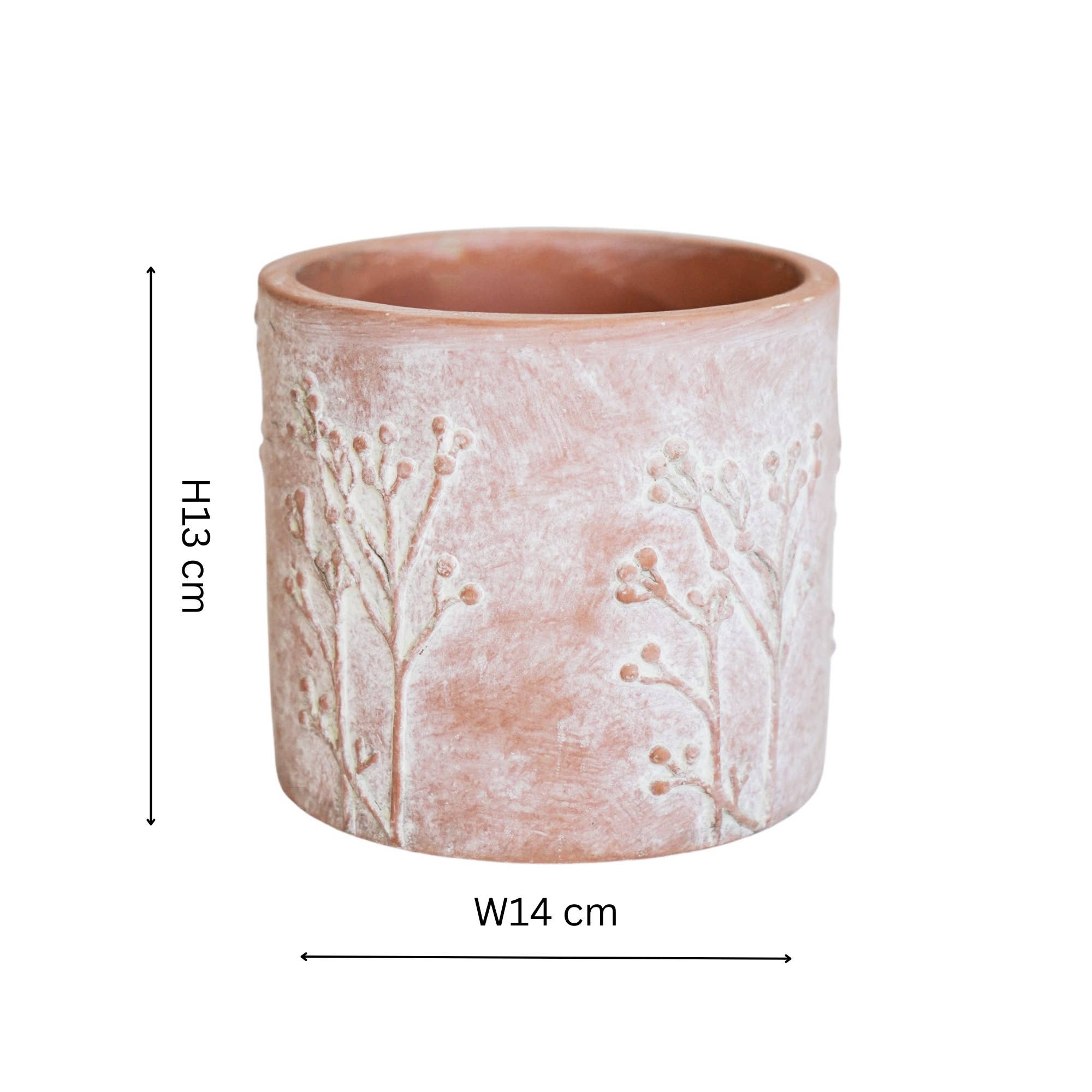 Hallie Cement Embossed Indoor Planter H13cm D14cm