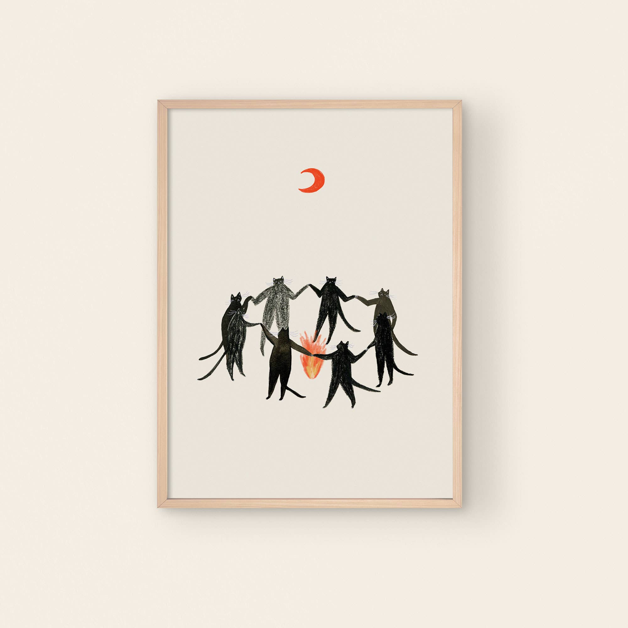 Mystic Cats Art Print | Black Cats | Magic Wall Art | Witchy