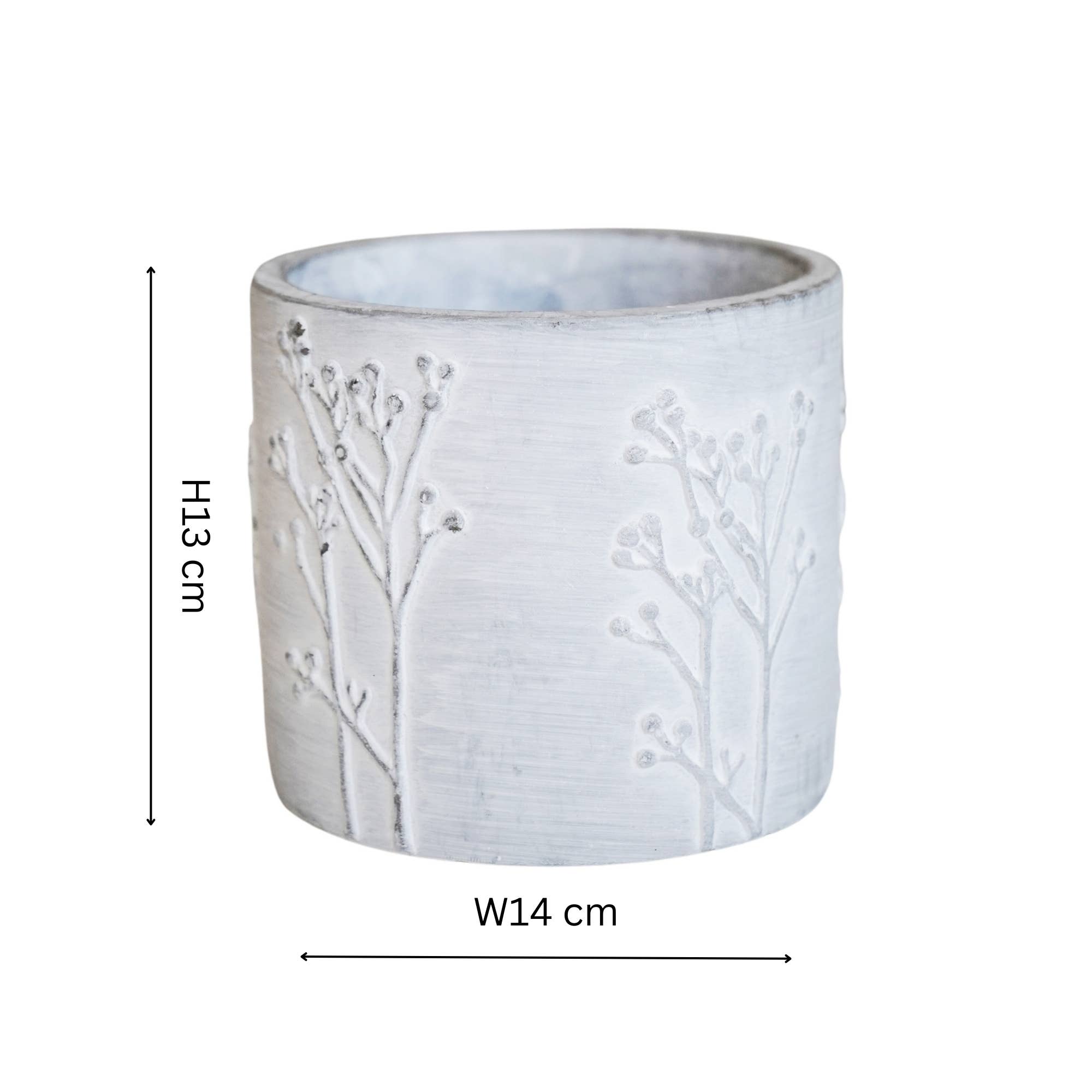 Hallie Cement Embossed Indoor Planter H13cm D14cm