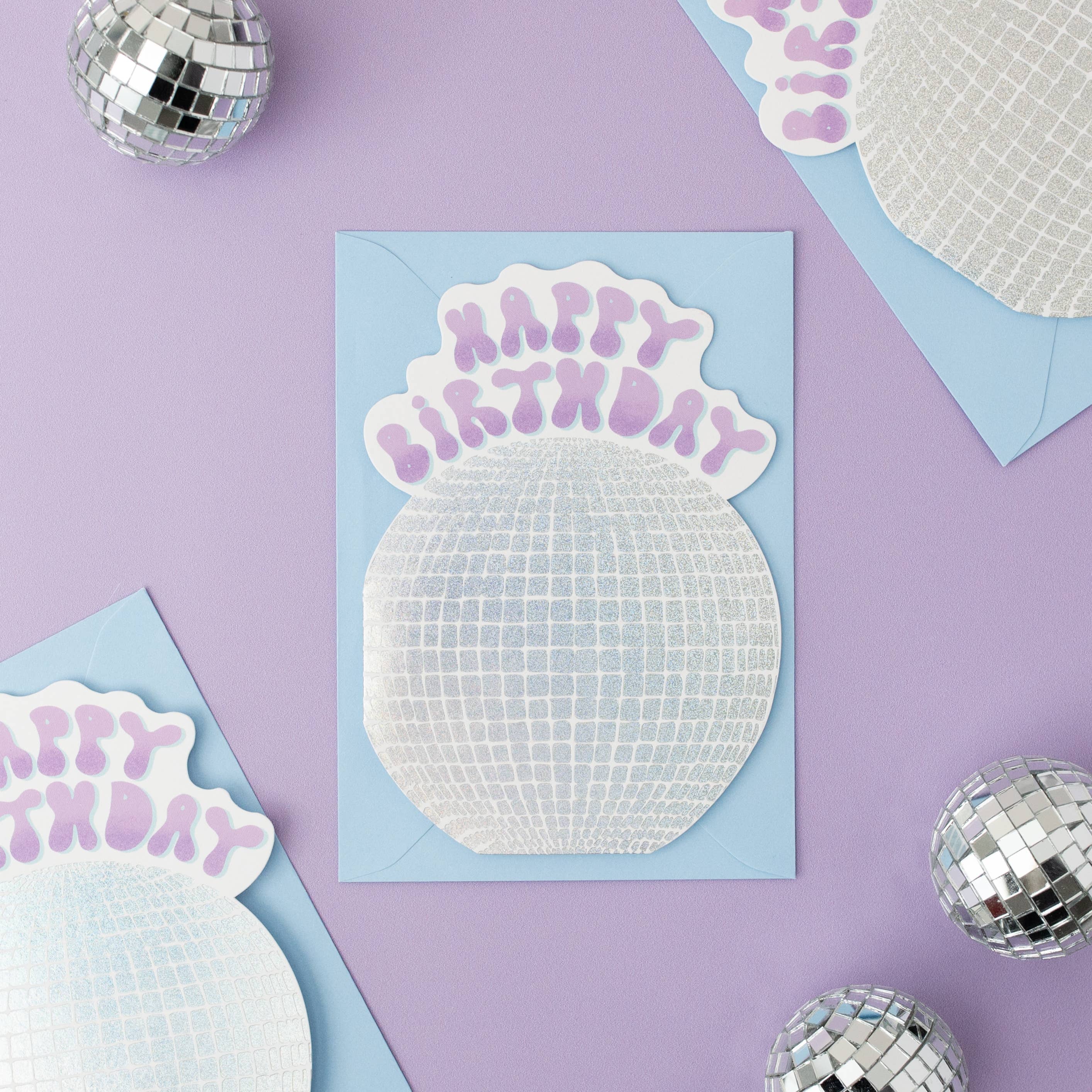 Disco Ball Birthday Card | Shaped Die Cut Mirror Ball Card