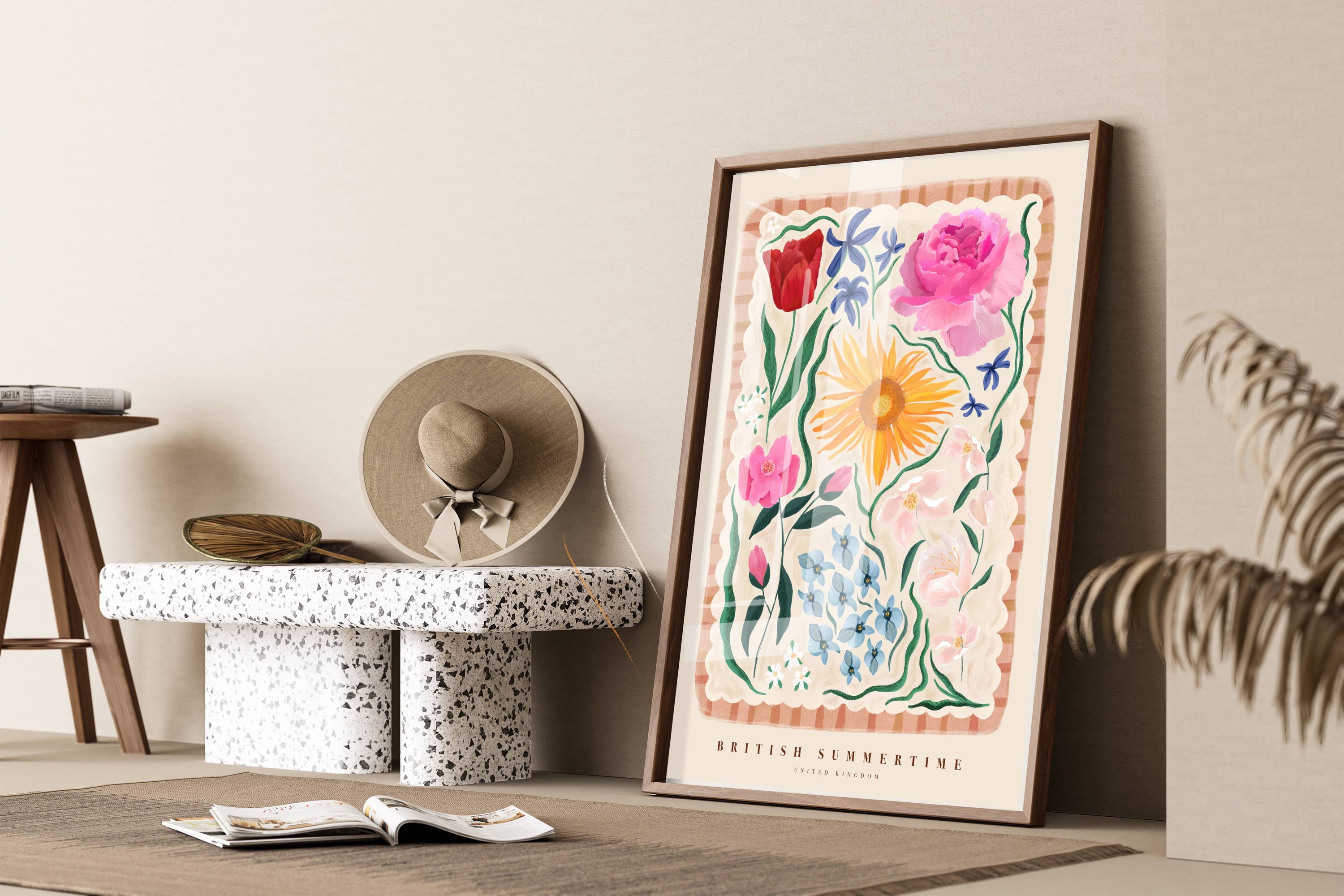 British Summertime, Art Print, Colourful Art, Floral Art