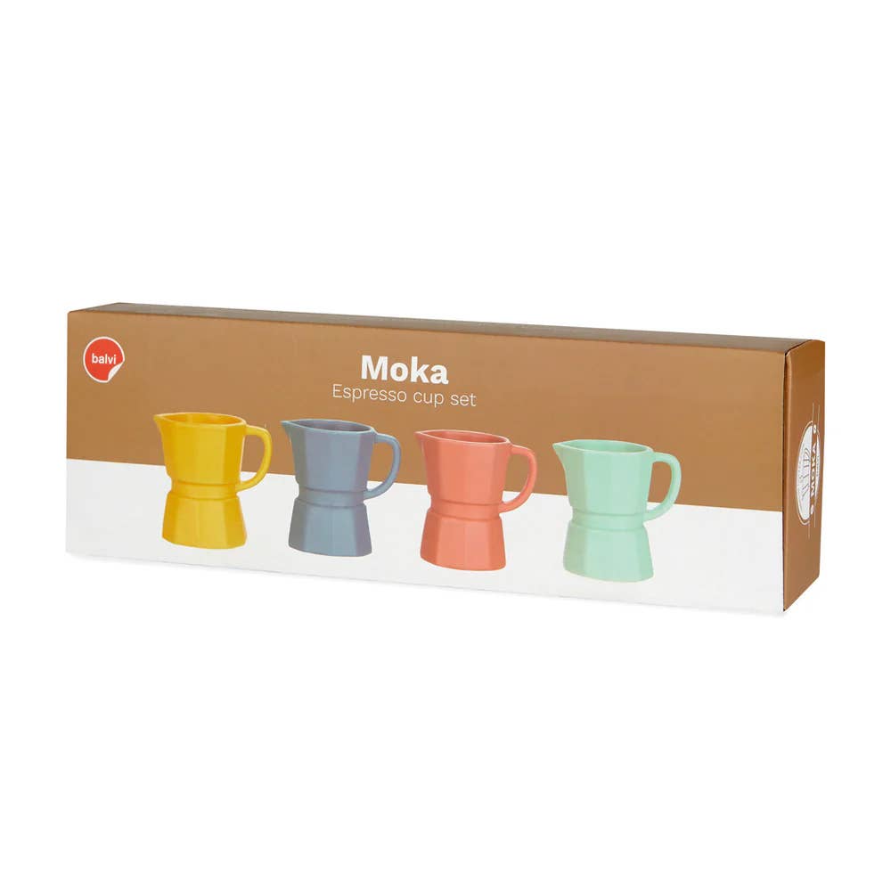 Balvi Moka Ceramic Espresso Cup Set | Brights Set of 4