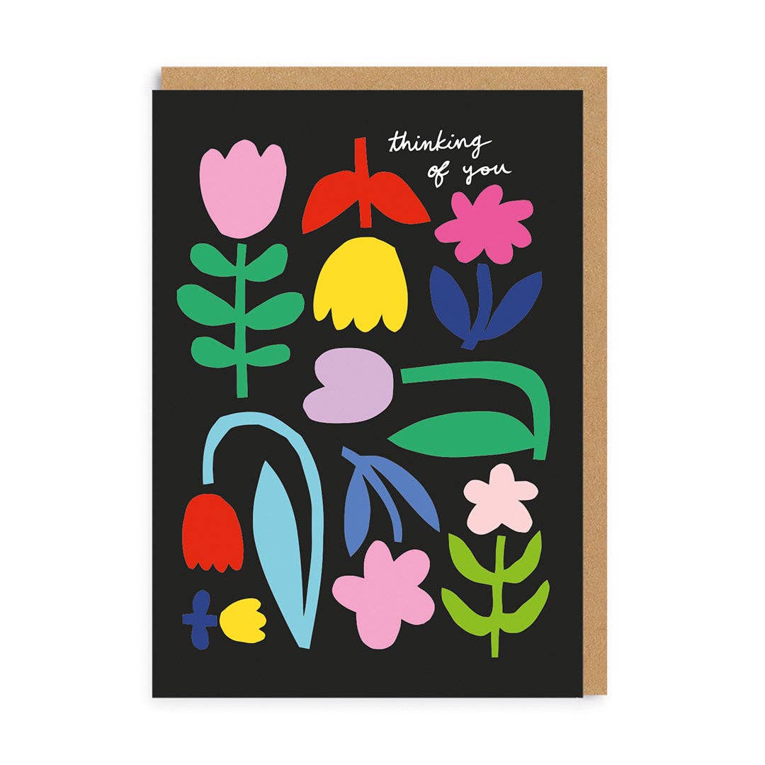 Thinking of you Bold floral Greeting Card (7388)