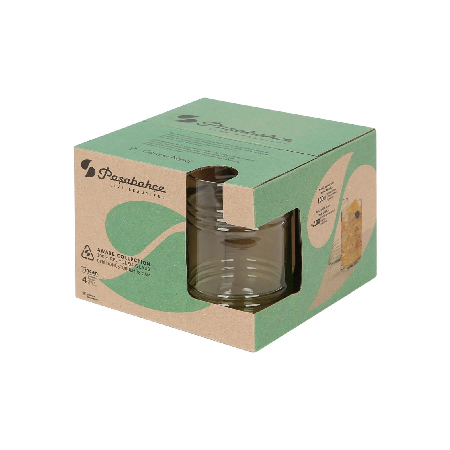 420119 - Pasabahce 490ml Aware Tincan Recycled Highball Glass - Pack of Four